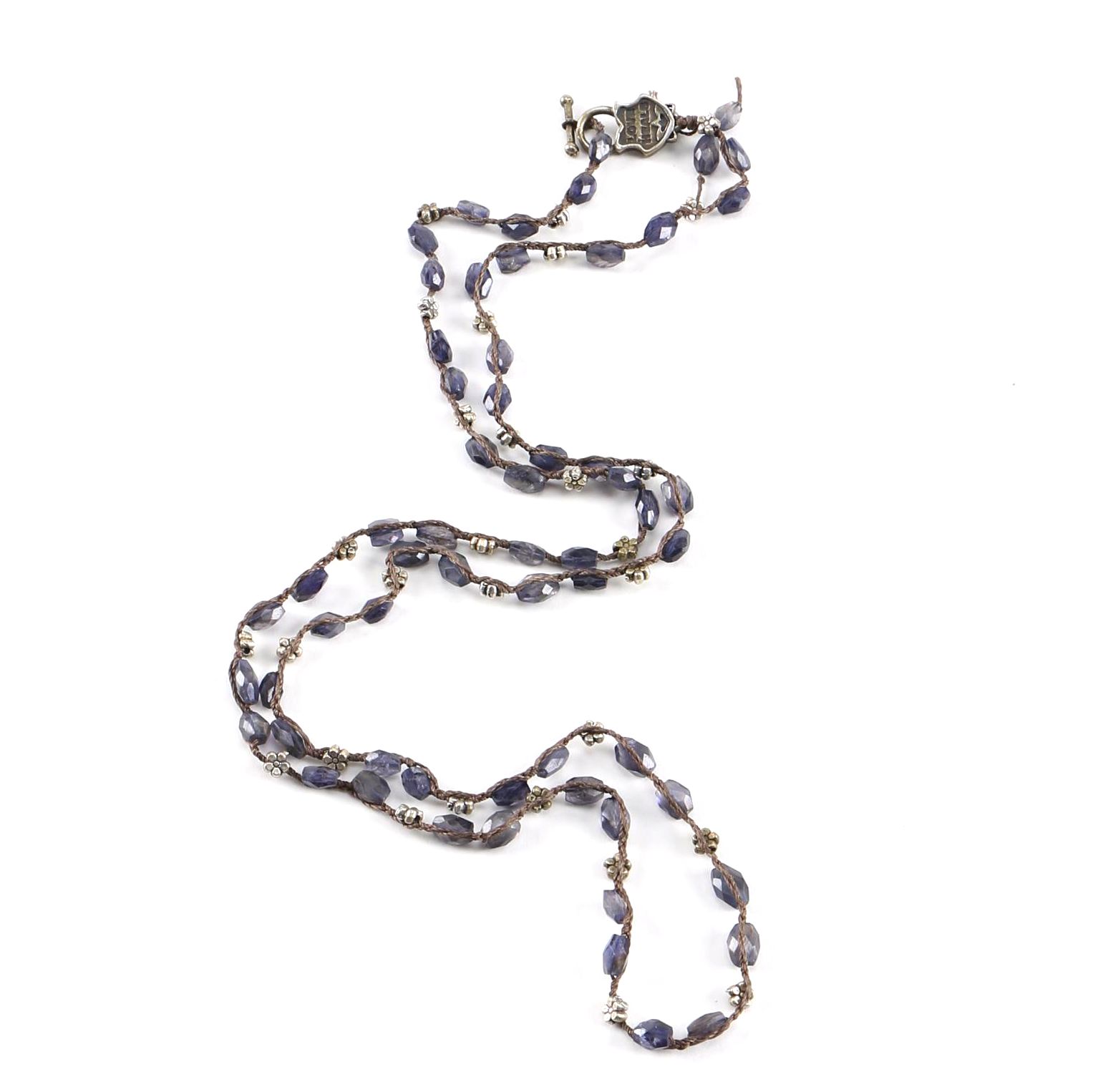 "Love Heals" Beaded Necklace With Iolite Stones