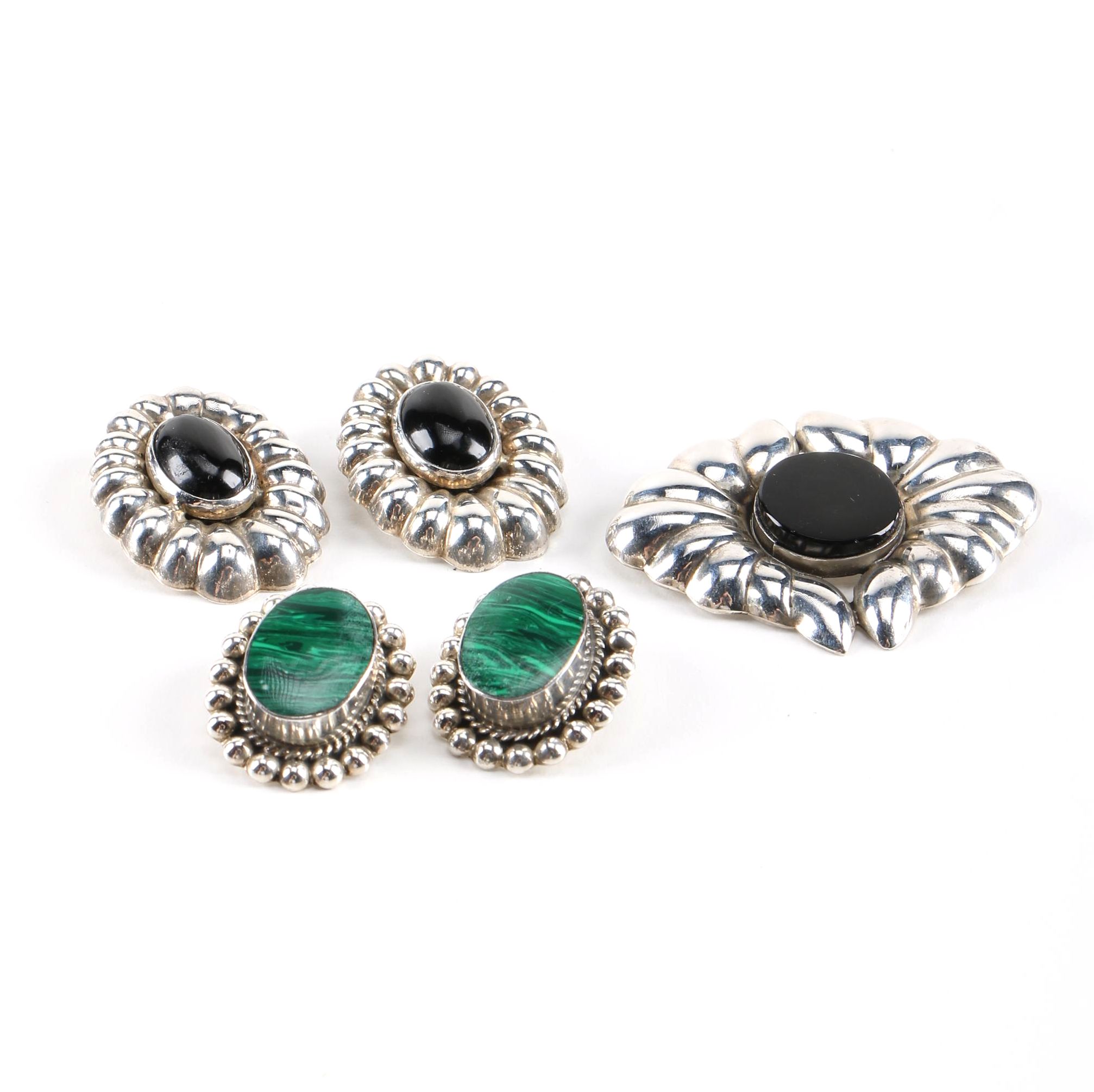Sterling Silver Taxco Earrings and Brooch