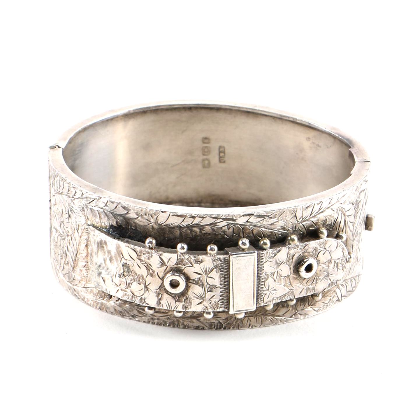 Antique English Sterling Silver Buckle Bangle
