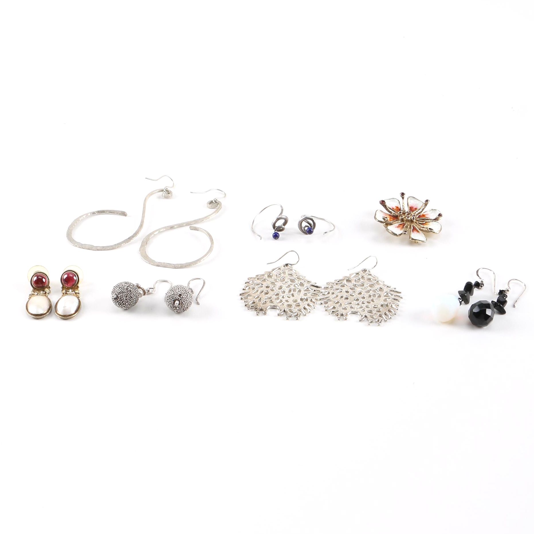 Sterling Silver David Andersen Brooch and Earrings