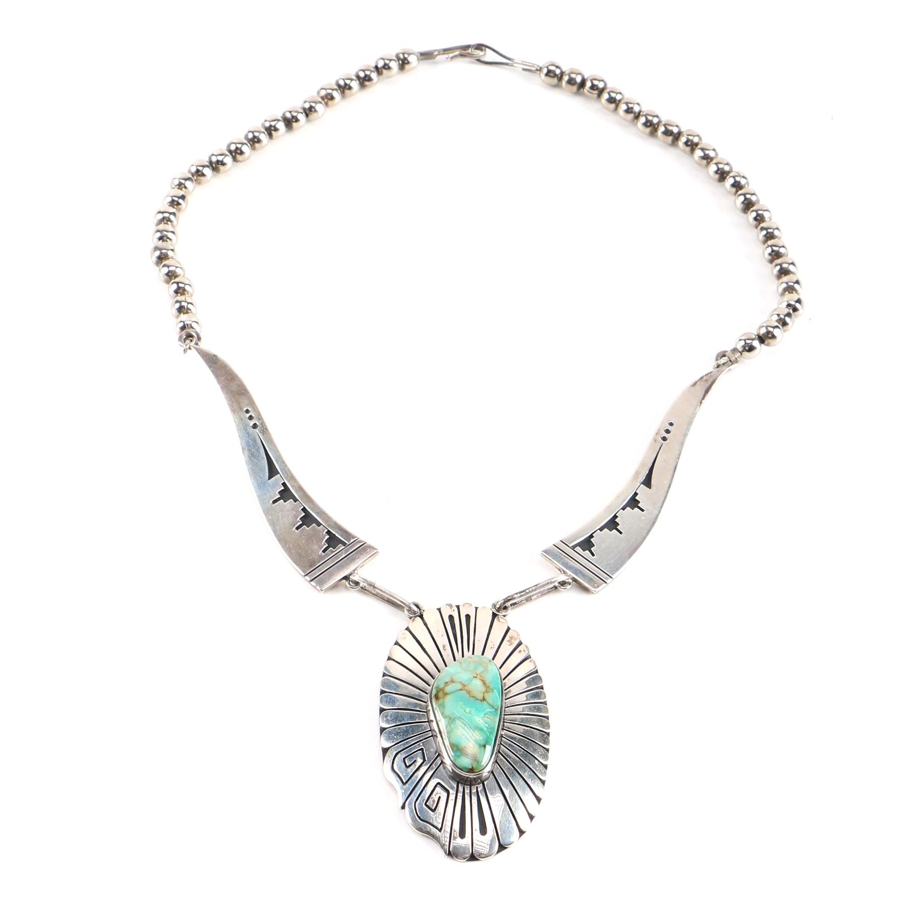 Southwestern Style Sterling and Turquoise Necklace