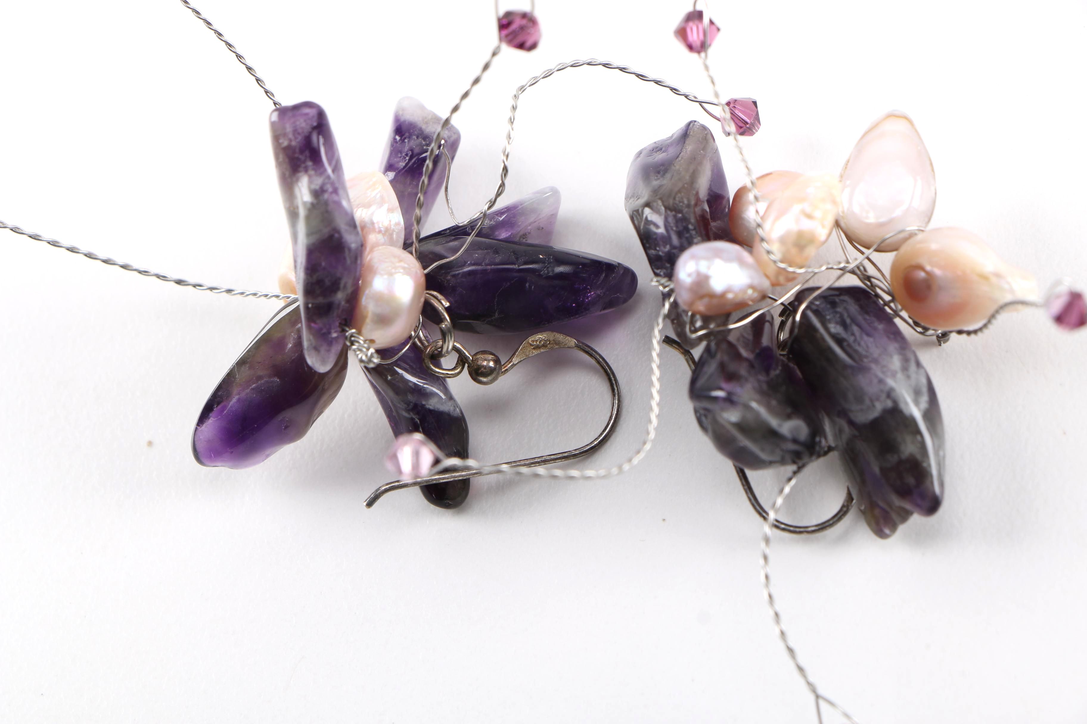 Necklace and Earrings With Sterling Silver Findings