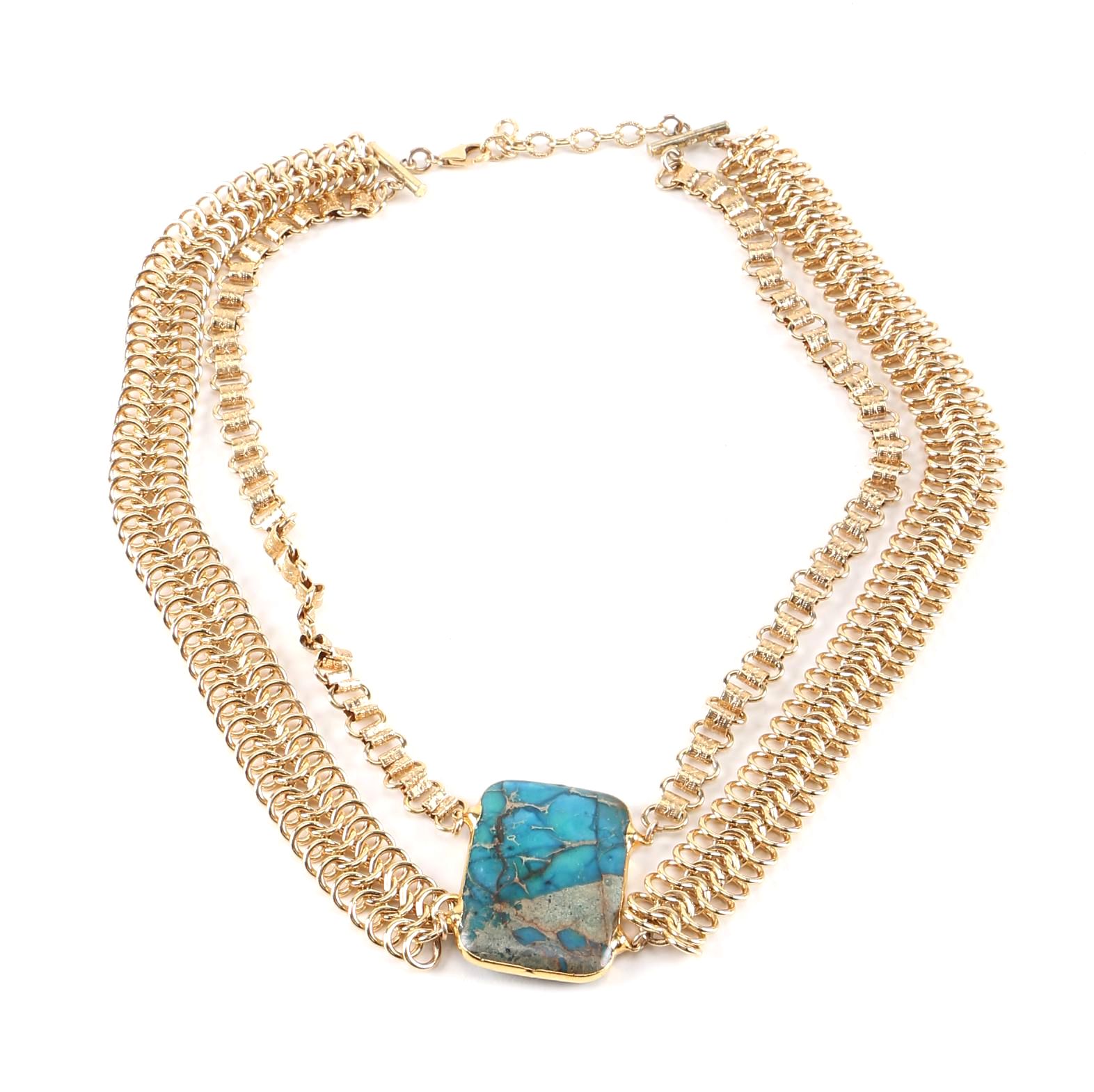 Gold Filled Necklace With Dyed Howlite