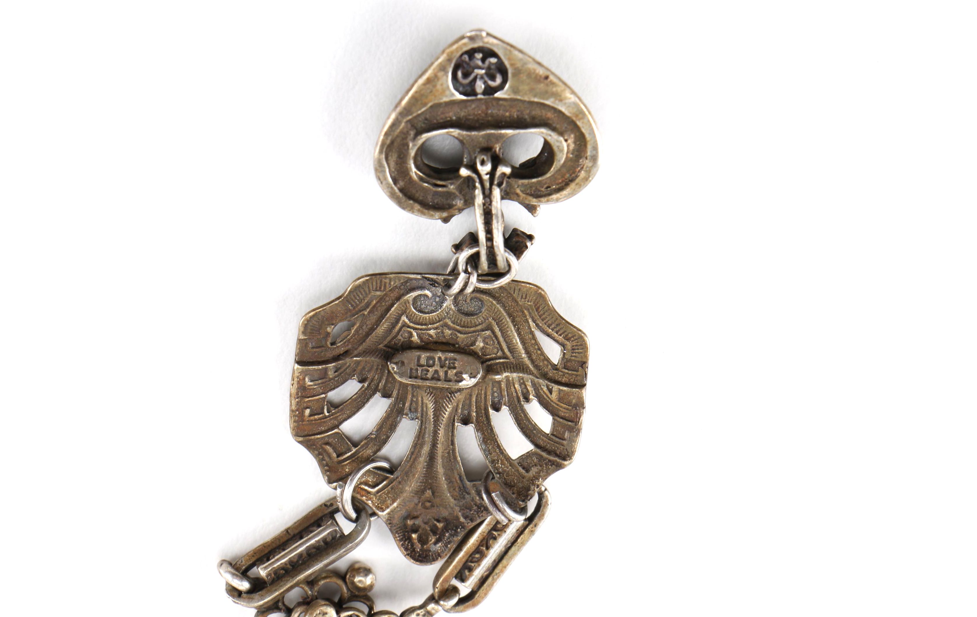 "Love Heals" Silver Tone Smokey Quartz Beaded Pendant Necklace