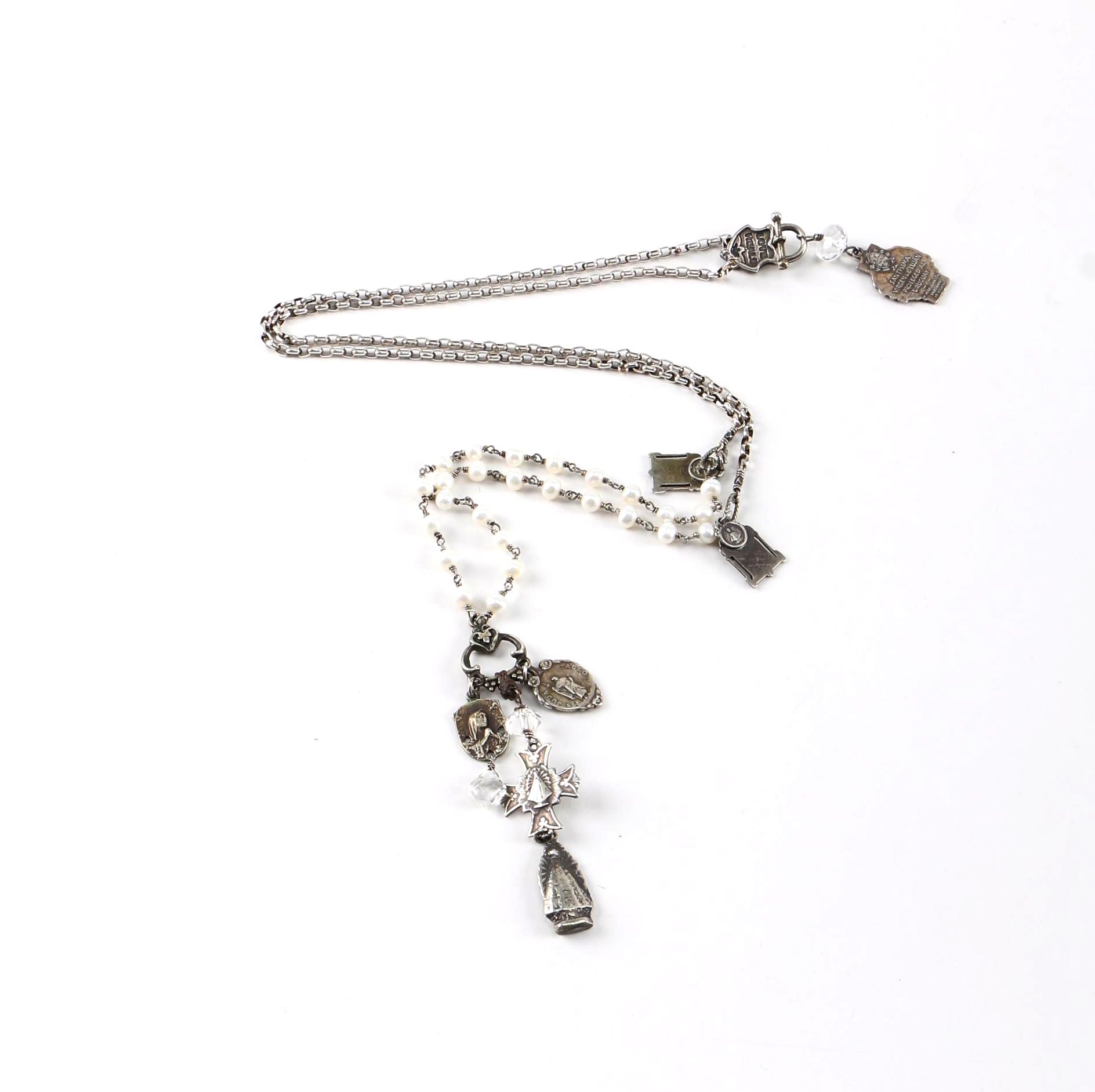 "Love Heals" Sterling Silver Necklace With Cultured Pearls