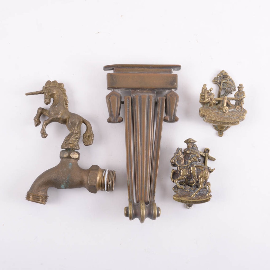 Collection of Brass Door Knockers and Water Faucet