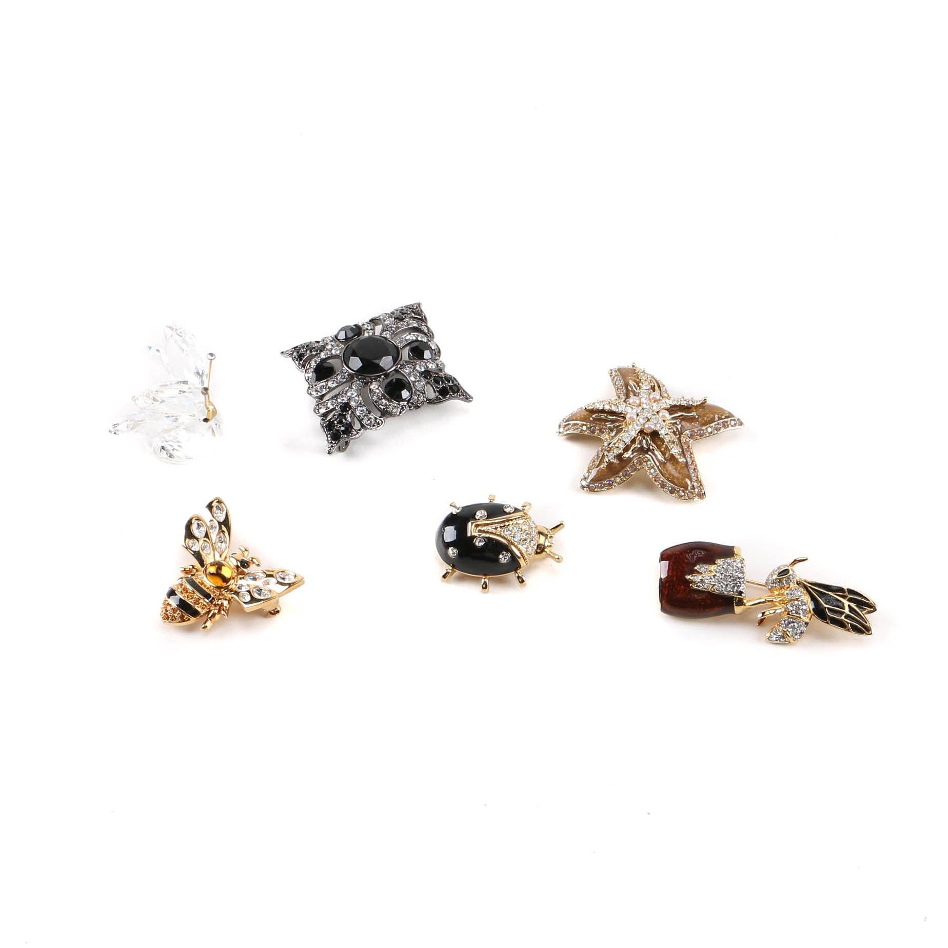 Assorted Brooches Including St. John and Swarovski