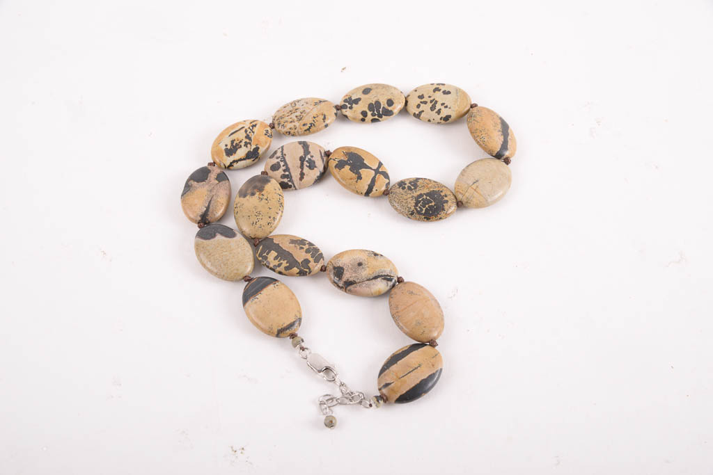 Picture Jasper Jewelry Parure Set
