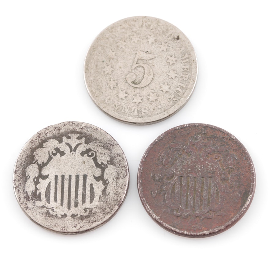 Group of 3 Shield Nickels