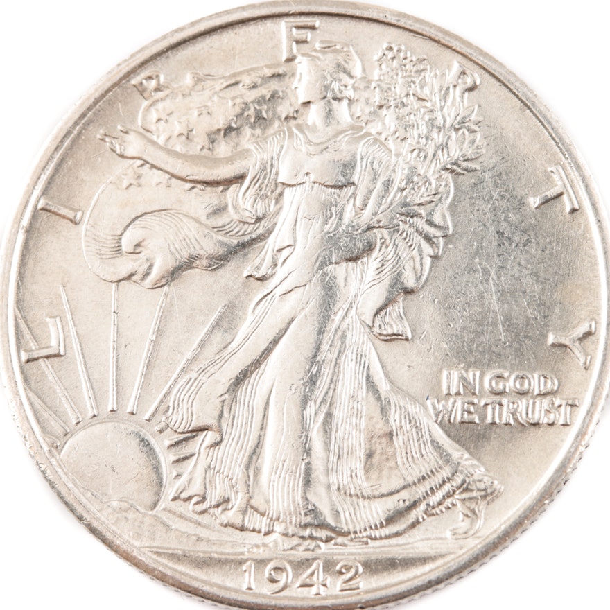 1942 S Walking Liberty Silver Half Dollar