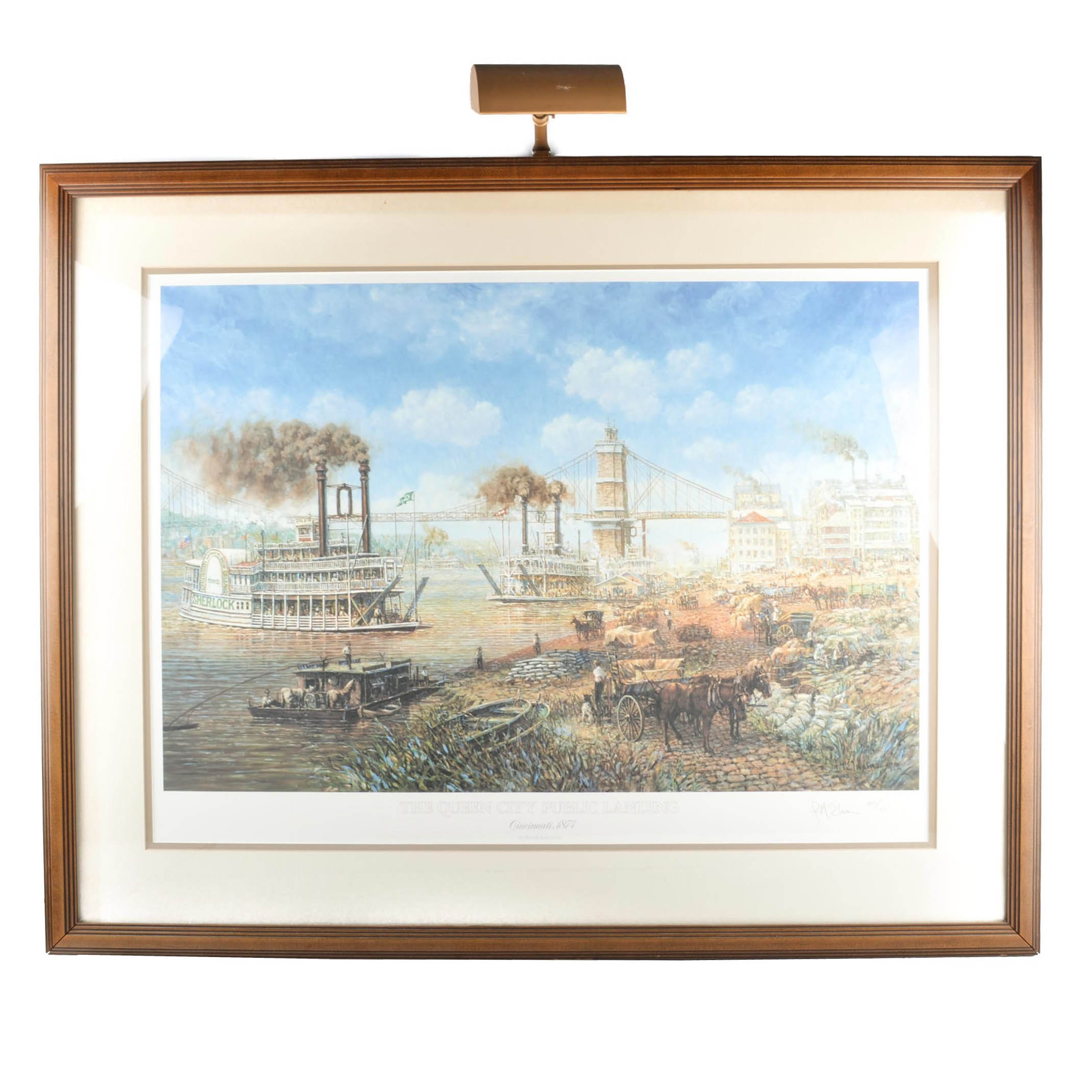 Frank McElwain Limited Edition Signed Offset Lithograph Print "The Queen City Public Landing"