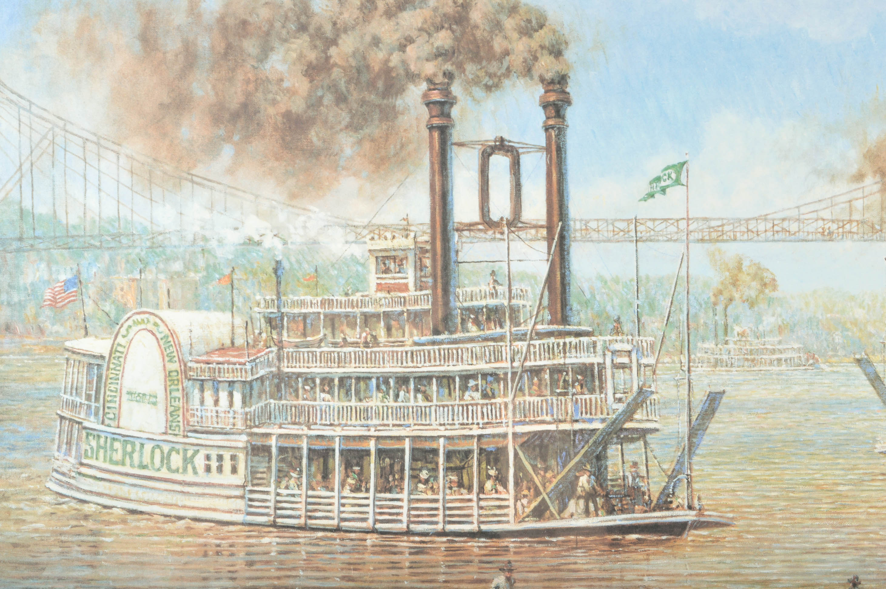 Frank McElwain Limited Edition Signed Offset Lithograph Print "The Queen City Public Landing"
