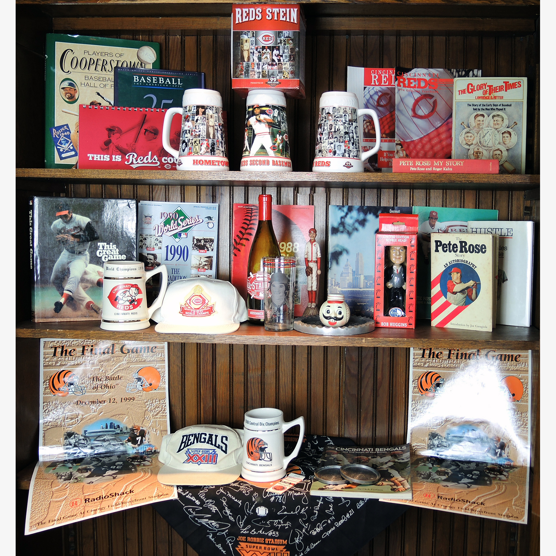 Vintage Cincinnati Reds Baseball and Bengals Football Memorabilia