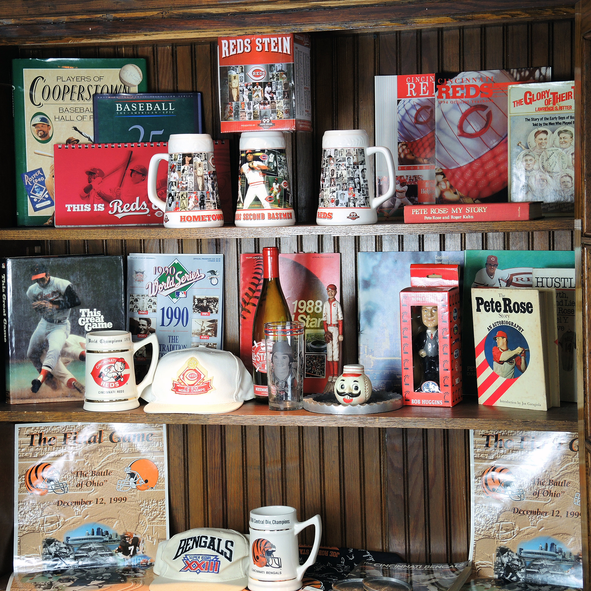 Vintage Cincinnati Reds Baseball and Bengals Football Memorabilia