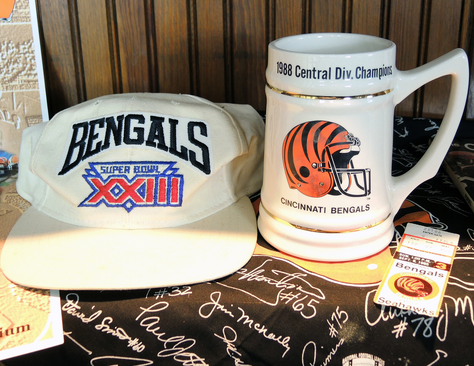 Vintage Cincinnati Reds Baseball and Bengals Football Memorabilia