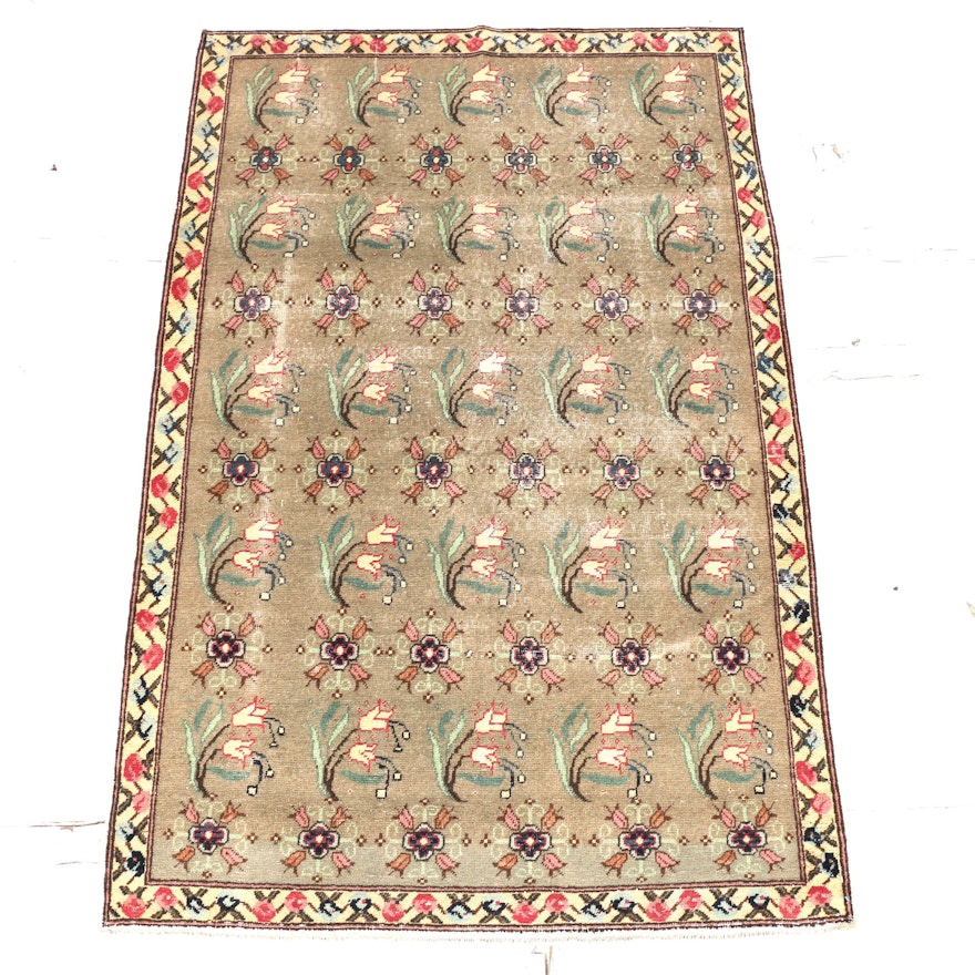 Vintage Hand-Knotted Turkish Sivas Area Rug