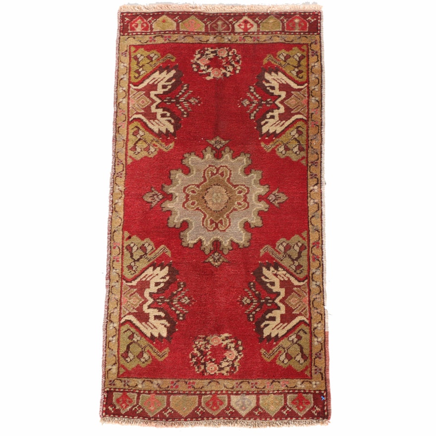 Vintage Hand-Knotted Turkish Anatolian Accent Rug