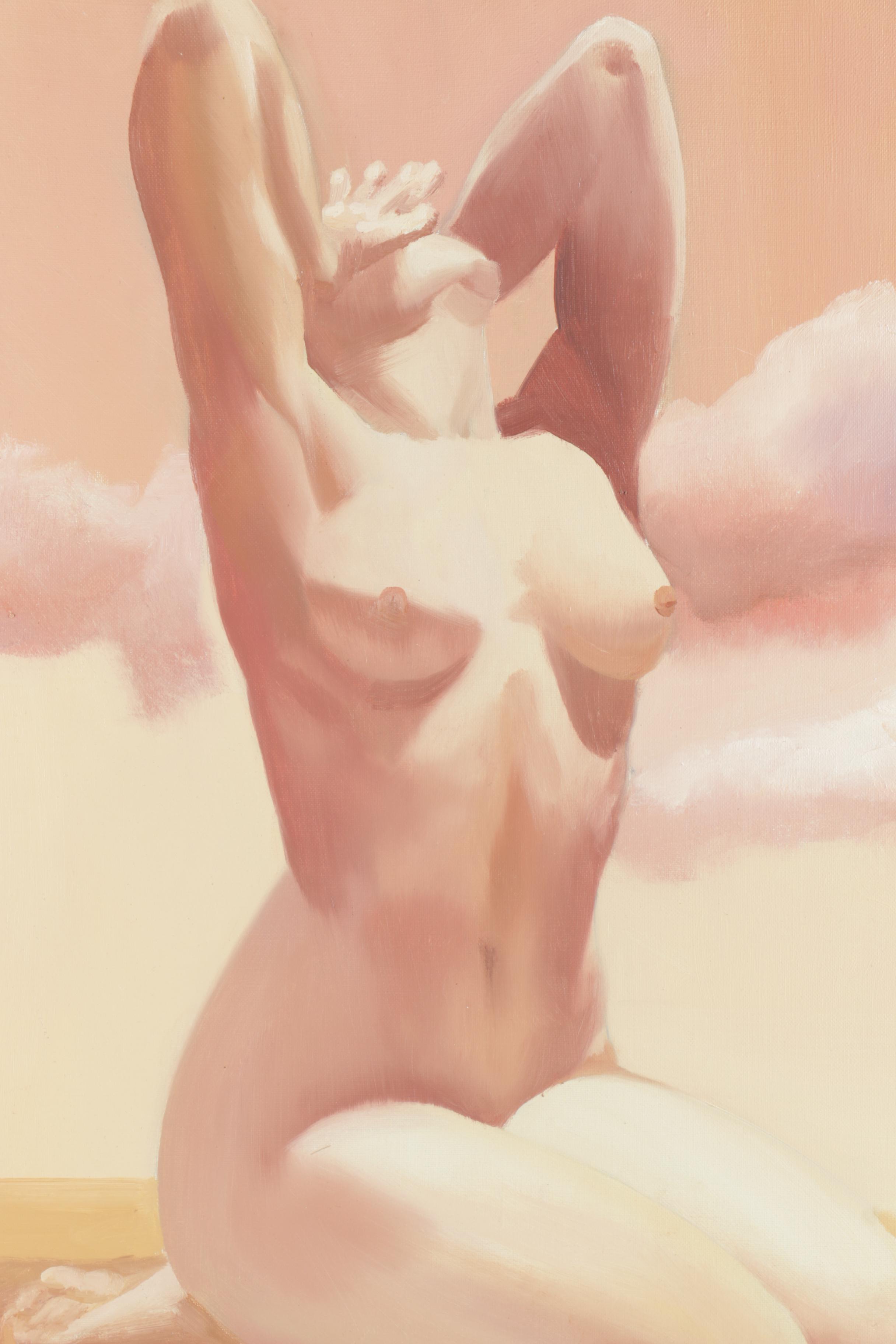 Manrai 1966 Oil Painting on Canvas of Female Nude on the Beach