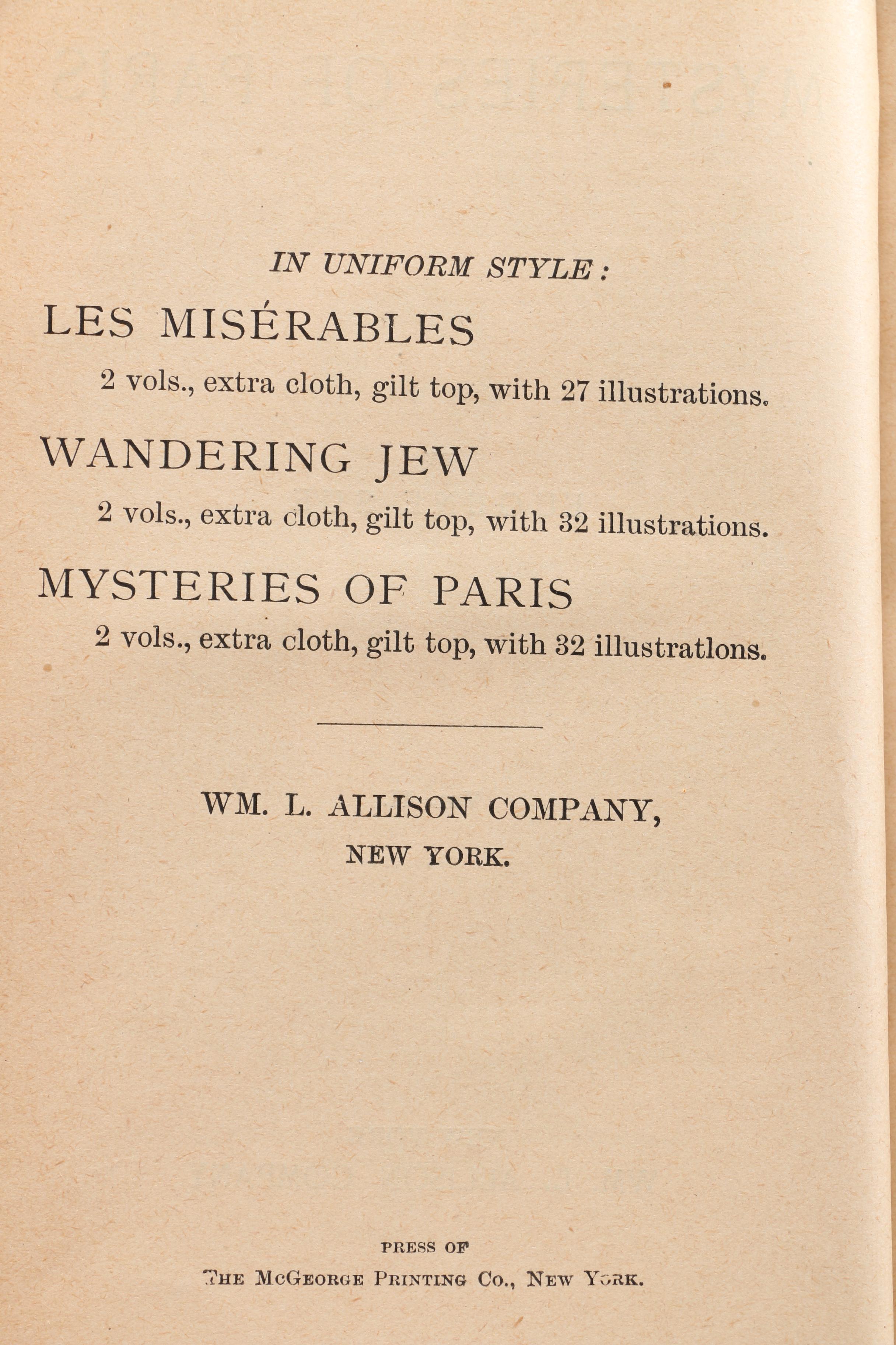 Vintage "The Mysteries of Paris" Volumes I & II by Eugene Sue