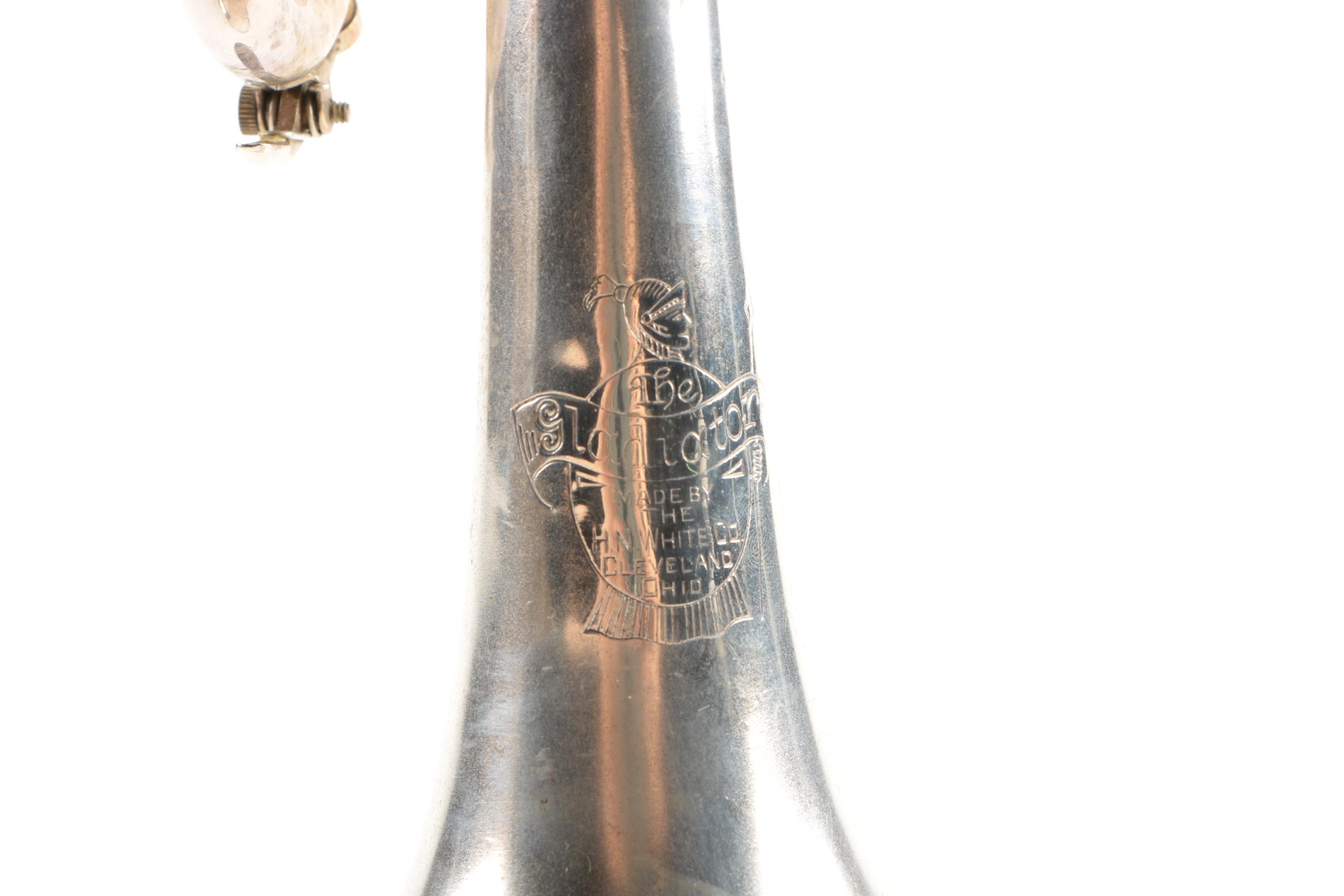 Vintage H.N. White Gladiator Trumpet and Faux Alligator Case