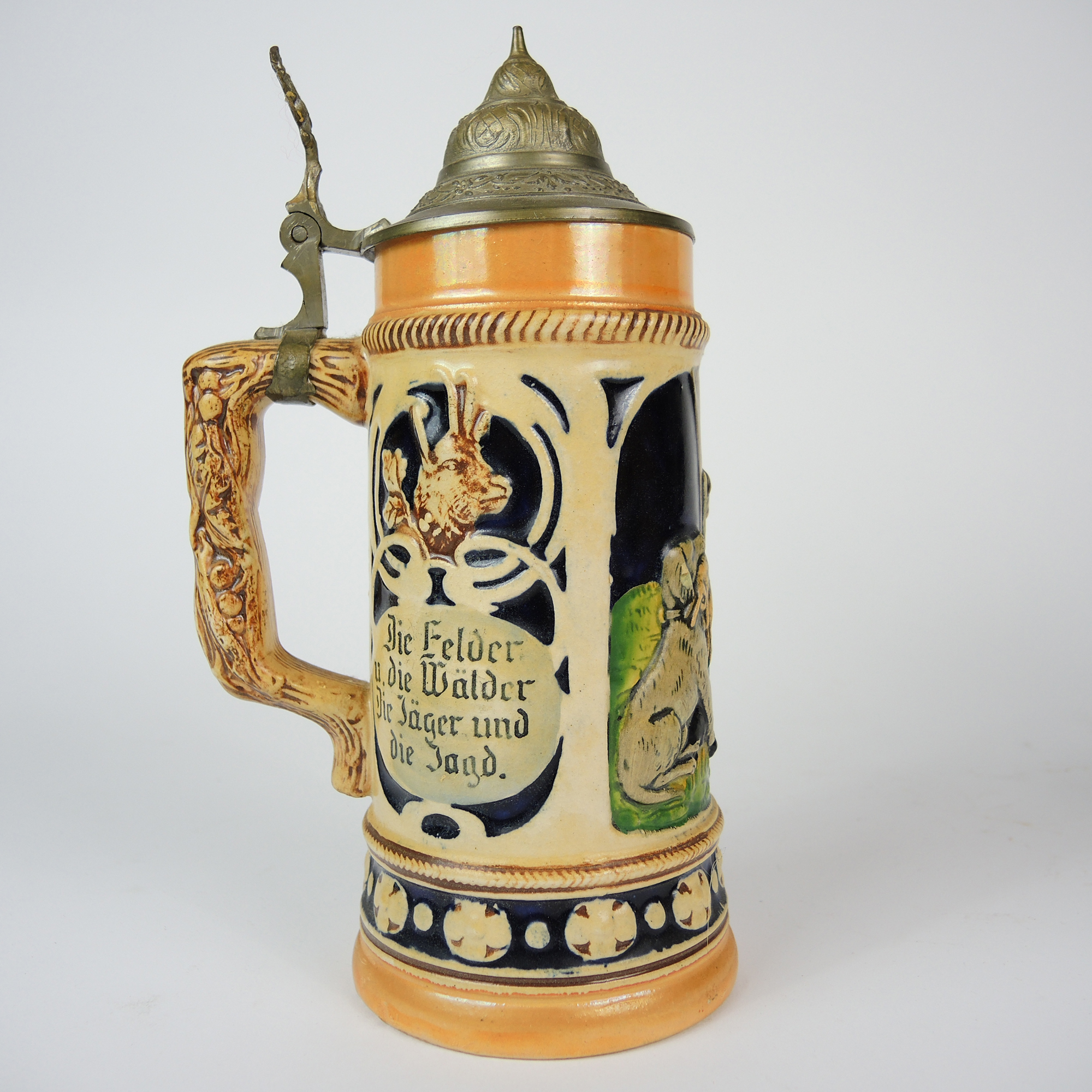 Two German Hunting Themed Beer Steins