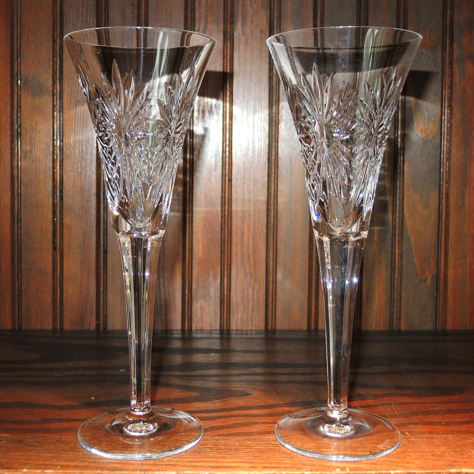 Pair of Waterford Crystal "Health" Millennium Champagne Flutes