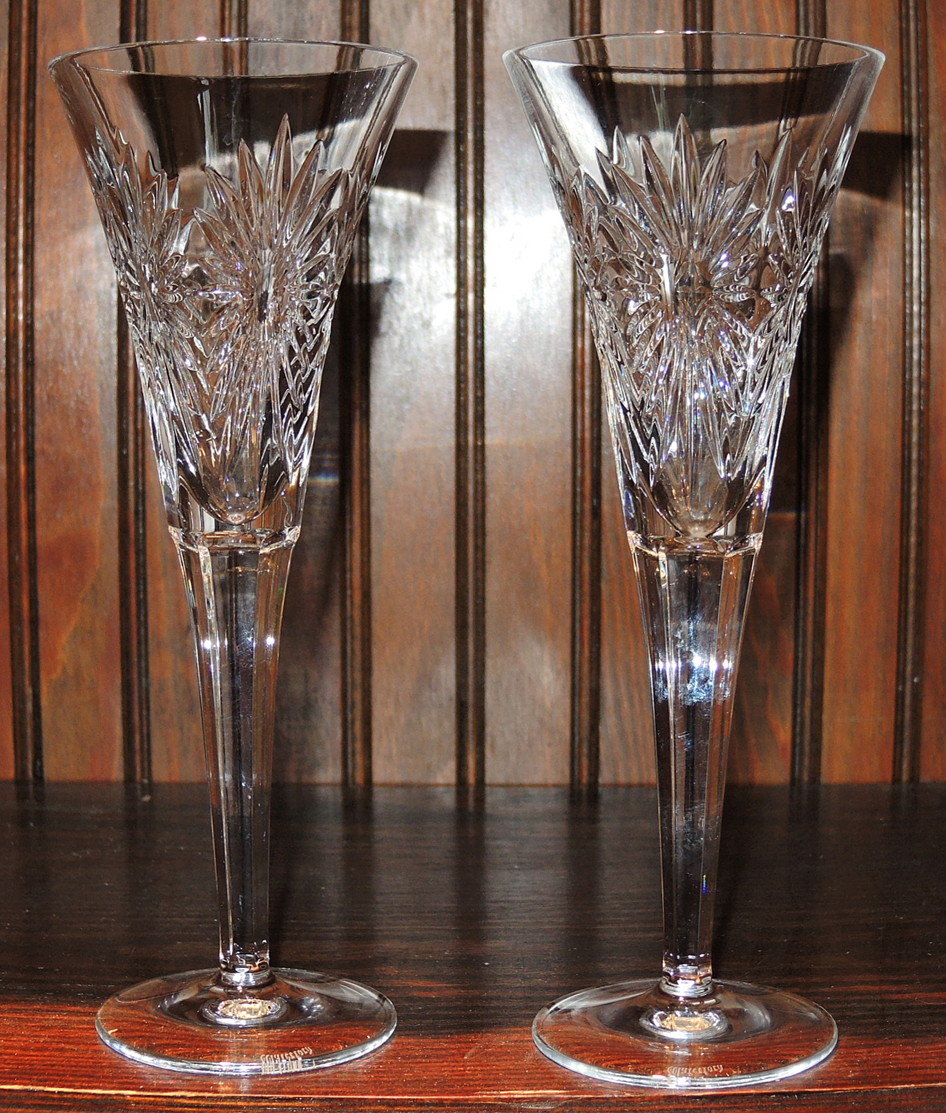 Pair of Waterford Crystal "Health" Millennium Champagne Flutes