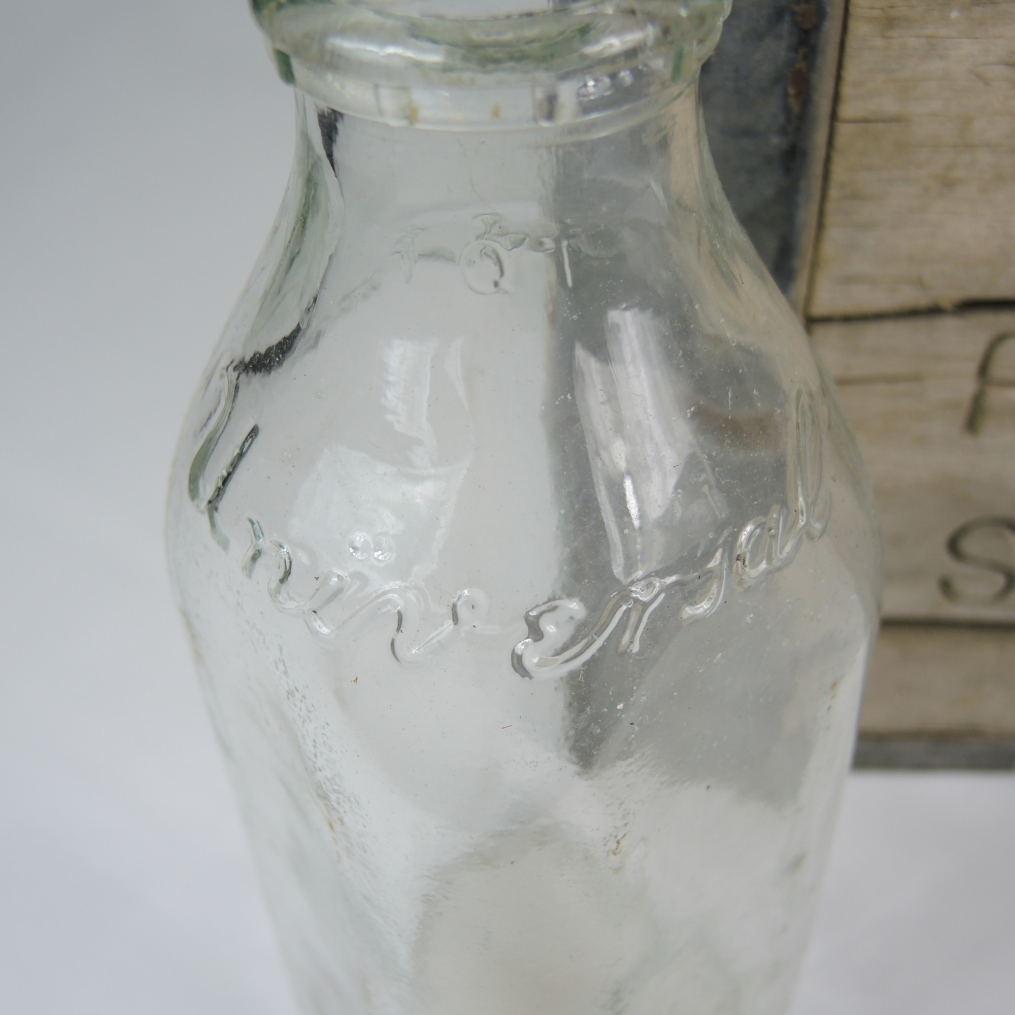 Milk Bottles and Wooden Dairy Crates