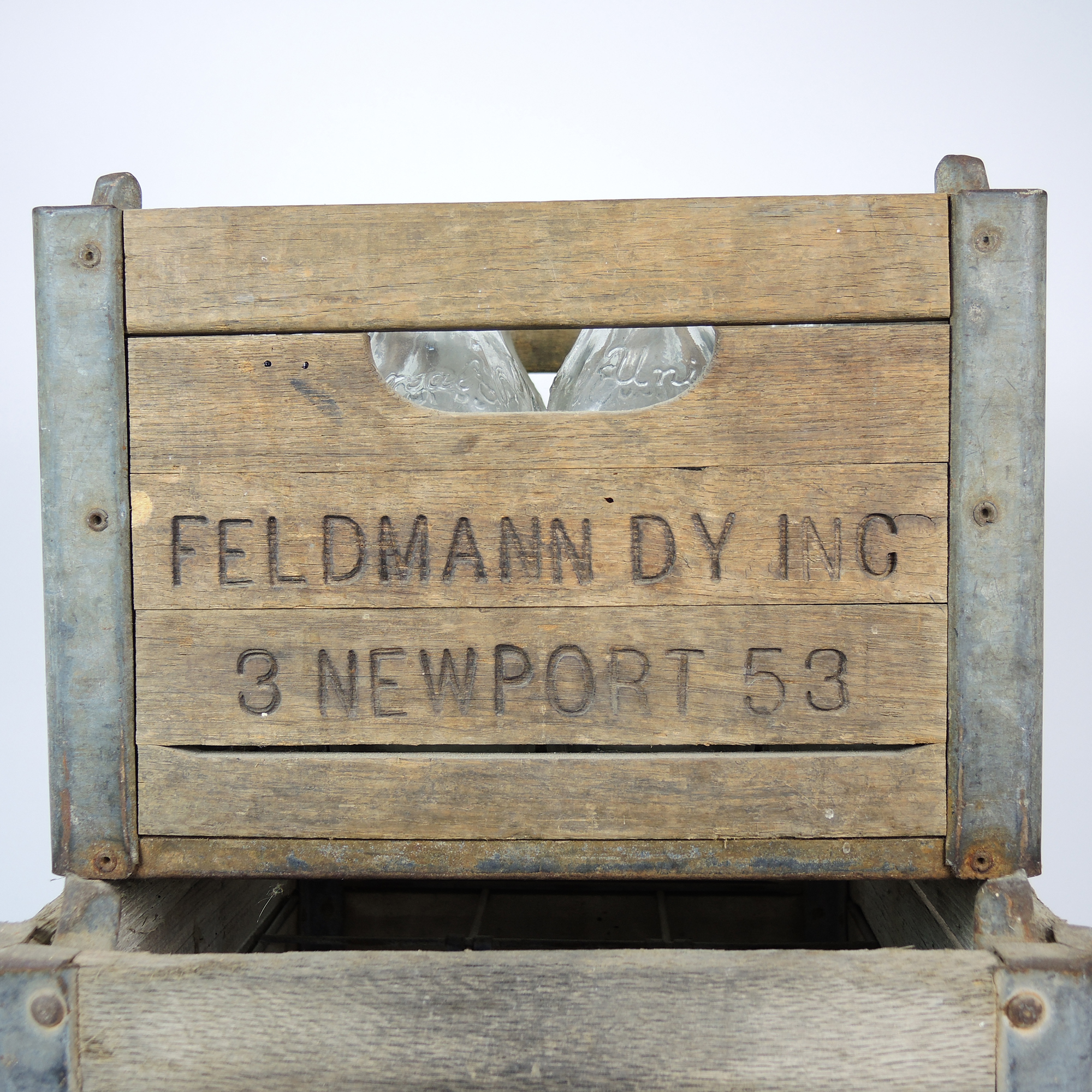 Milk Bottles and Wooden Dairy Crates