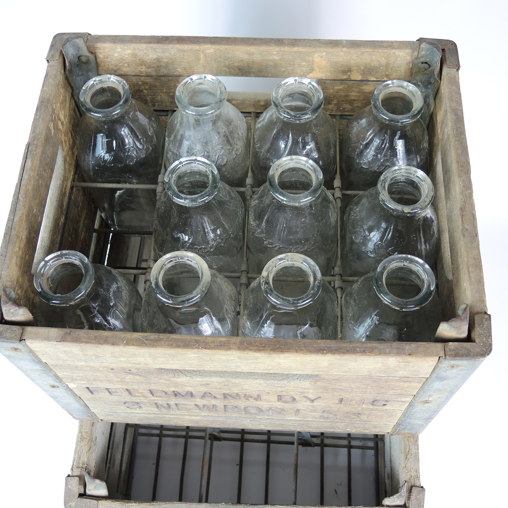Milk Bottles and Wooden Dairy Crates