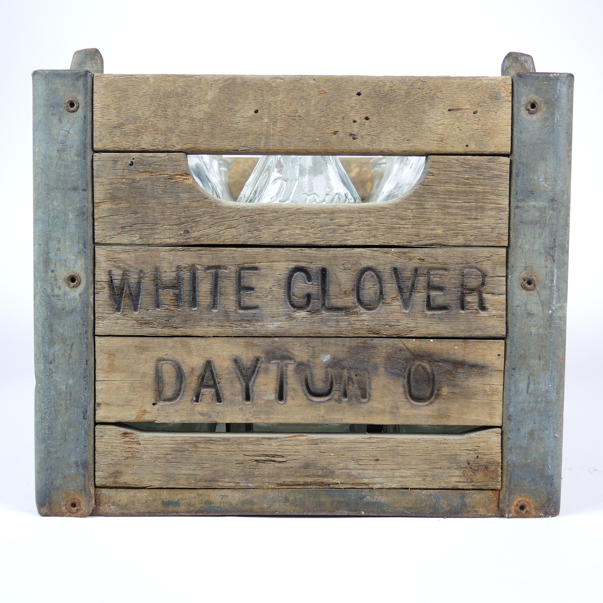 Milk Bottles and Wooden Dairy Crates