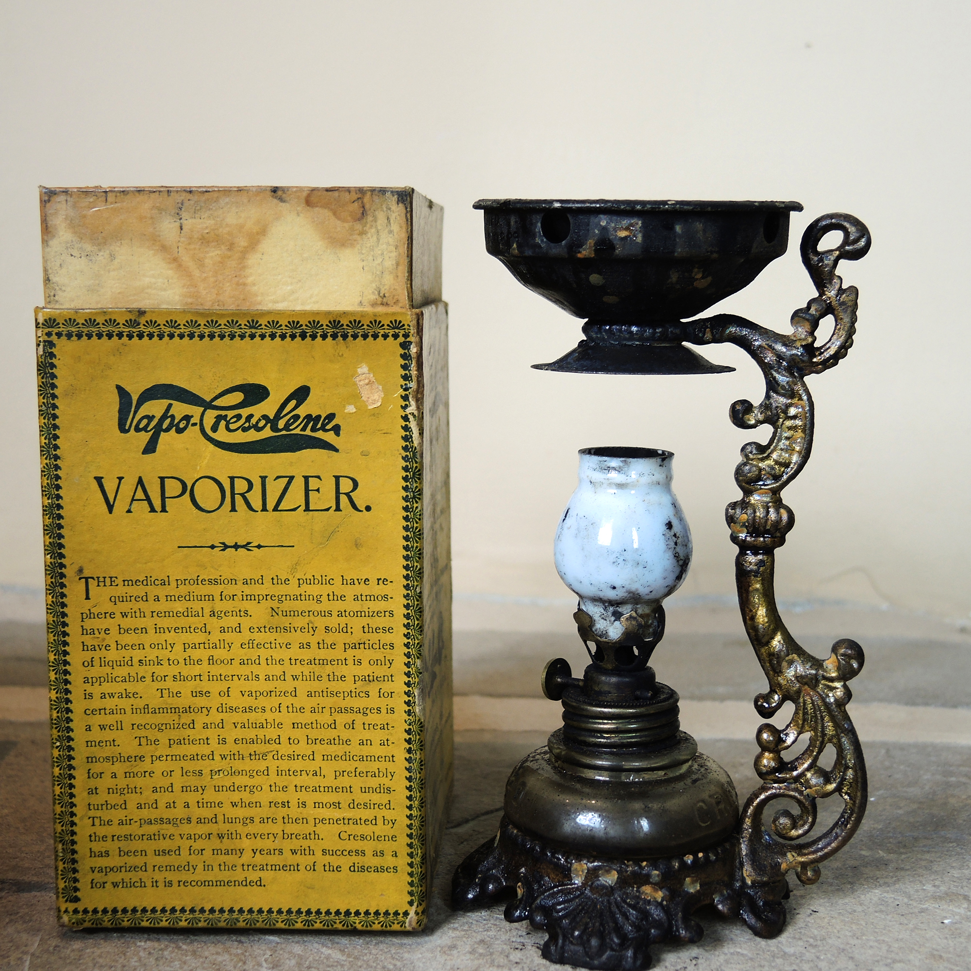 Vintage Wooden Box with General Store Packages, Tins and More