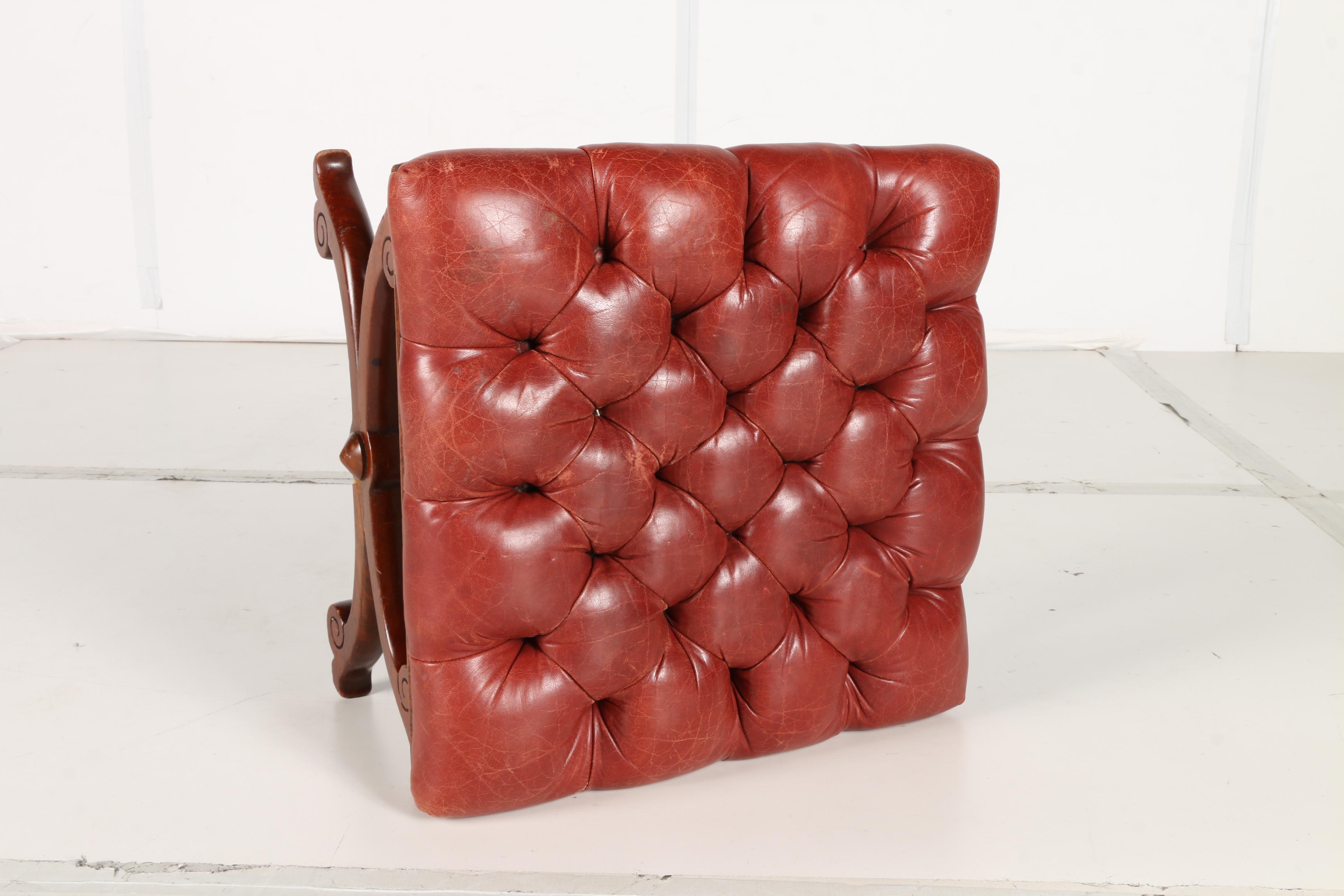 Italian Renaissance Style Leather Ottoman