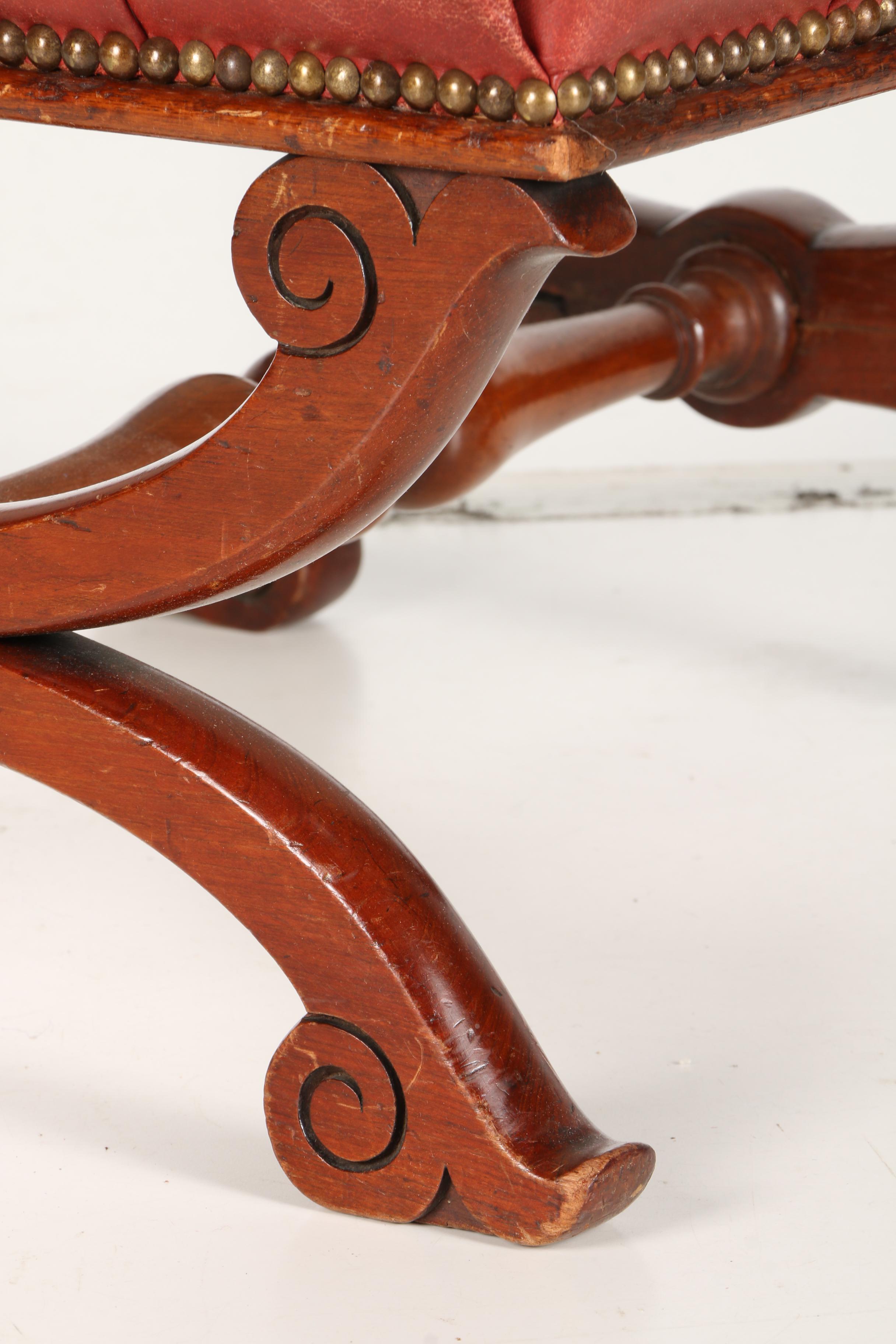 Italian Renaissance Style Leather Ottoman