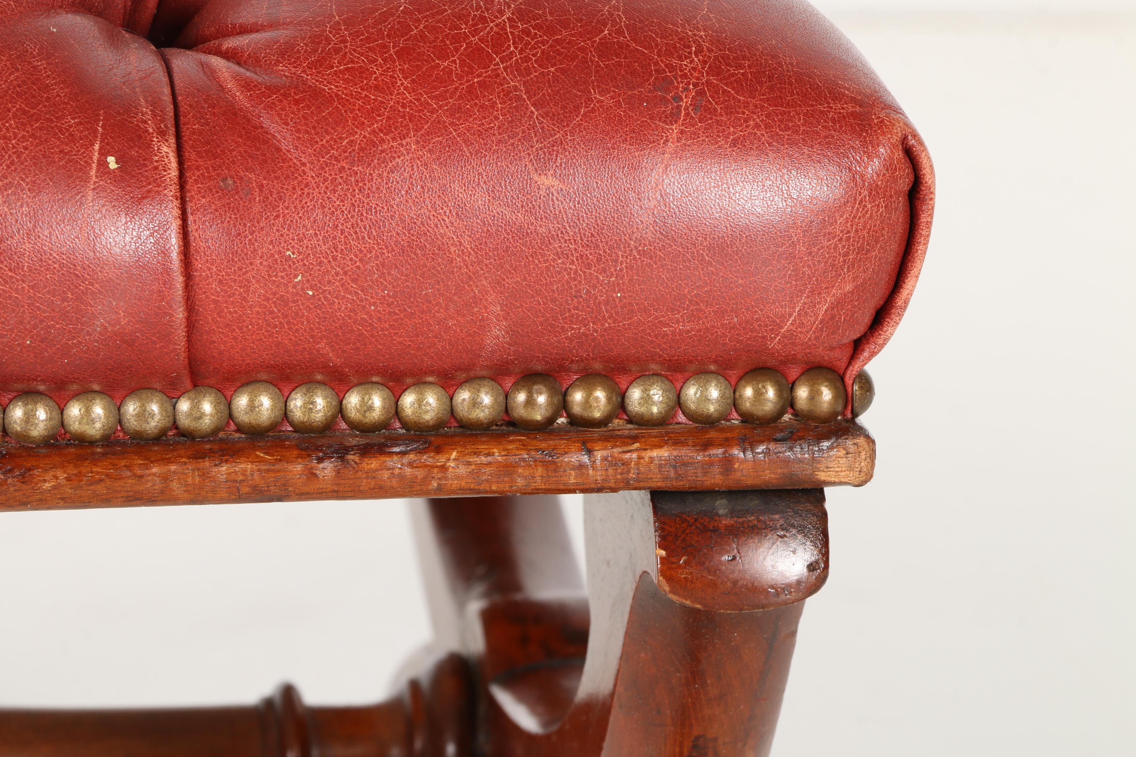 Italian Renaissance Style Leather Ottoman