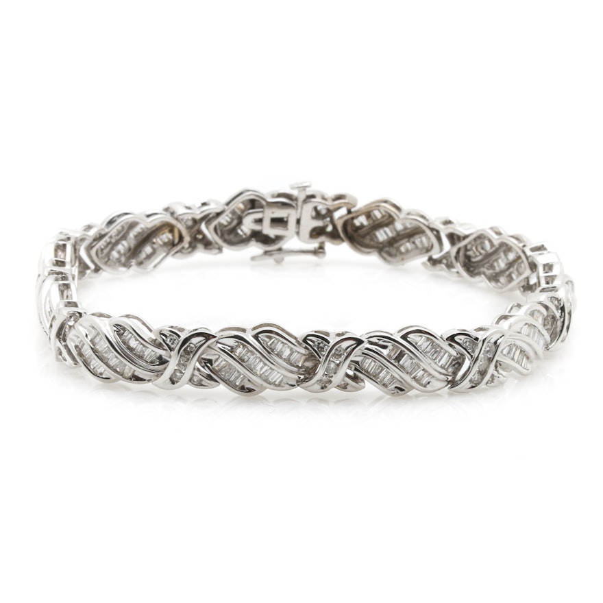 14K White Gold 3.46 CTW Diamond Bracelet