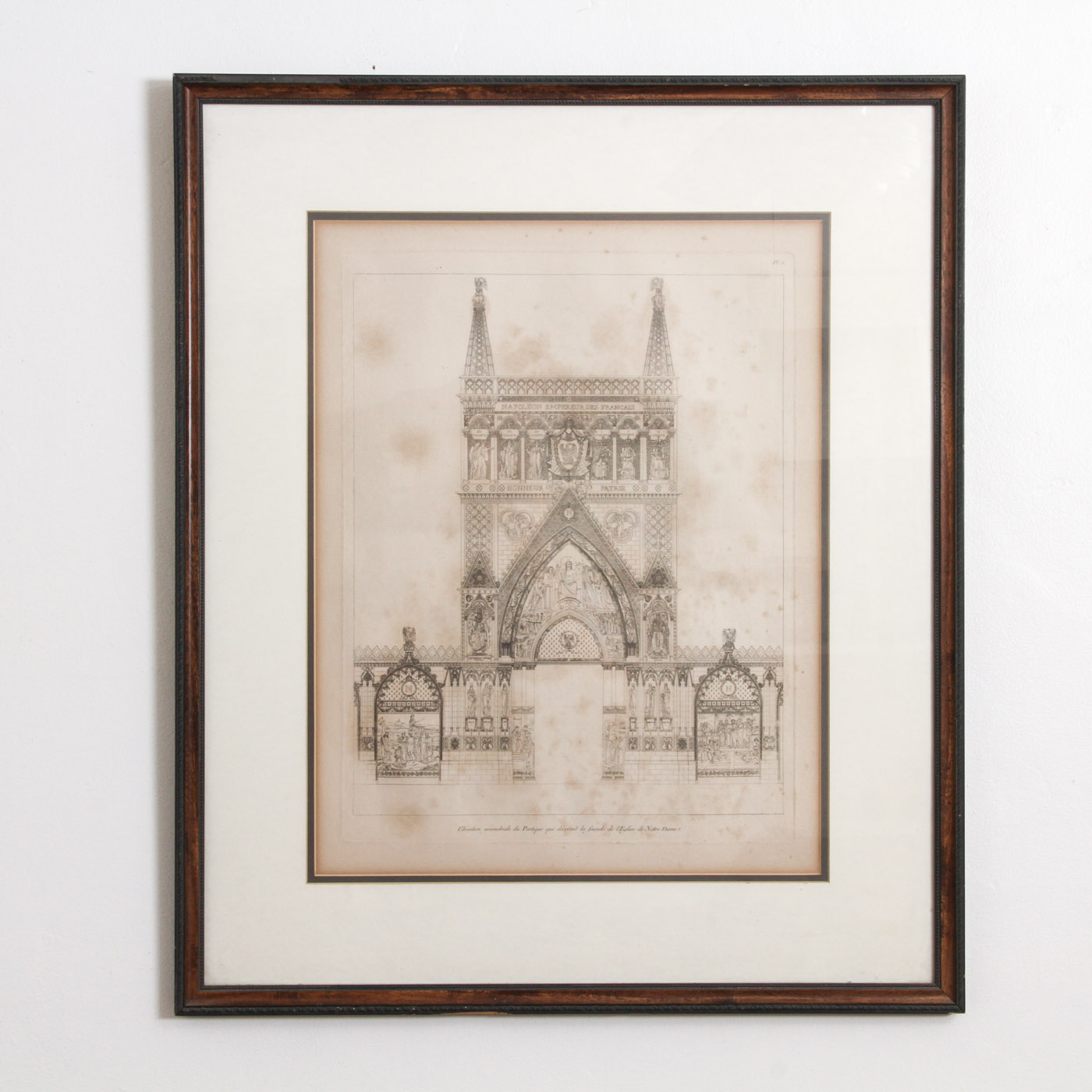 Engraving of "Elevation Geometrale du Portigue la Facade de l'Eglise de Notre Dame"