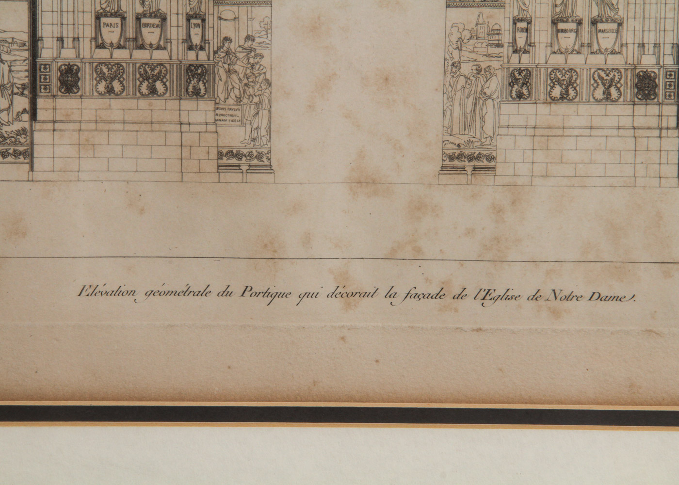 Engraving of "Elevation Geometrale du Portigue la Facade de l'Eglise de Notre Dame"