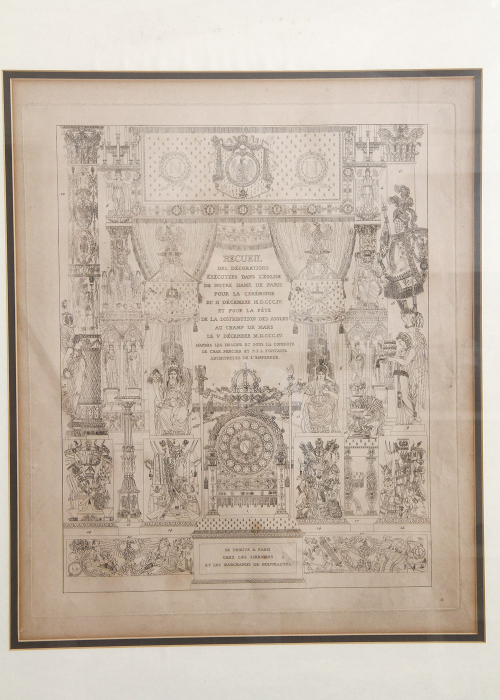 Engraving of Decorations and Designs for Notre Dame de Paris for Emperor Napoleon