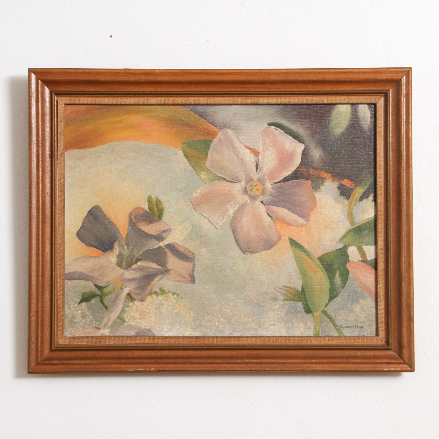 Blumenthal Framed Acrylic on Canvas Painting of Flowers