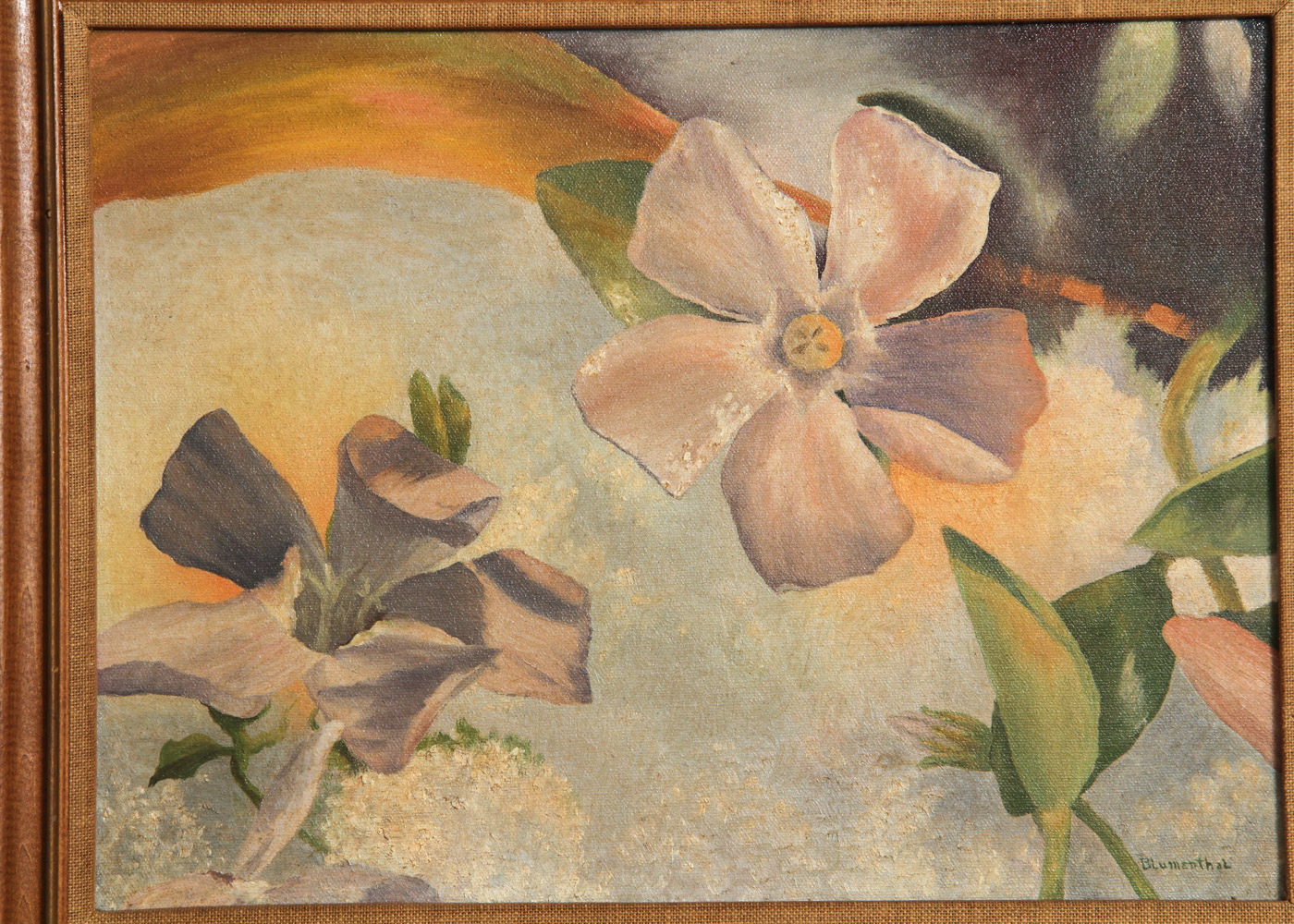 Blumenthal Framed Acrylic on Canvas Painting of Flowers