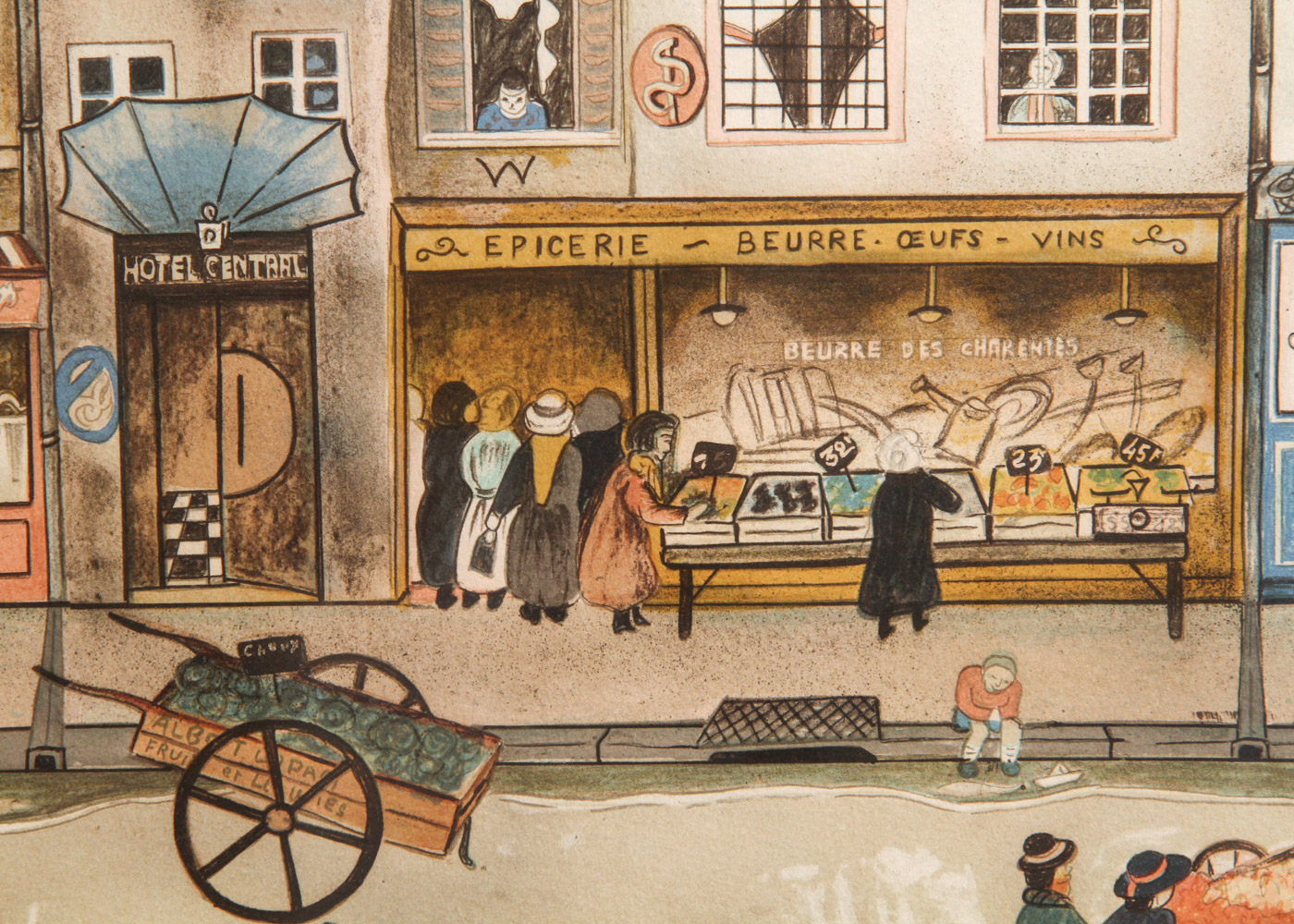 Eugene Valentin Limited Edition Lithograph "Hotel Centrale"