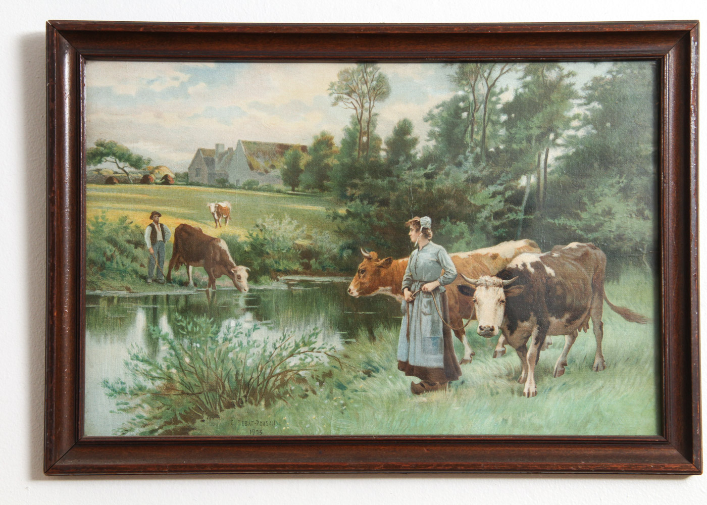 After Edouard Debat-Ponsan Offset Lithograph Print "The Pasture"