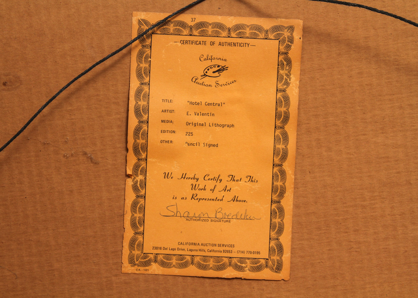 Eugene Valentin Limited Edition Lithograph "Hotel Centrale"