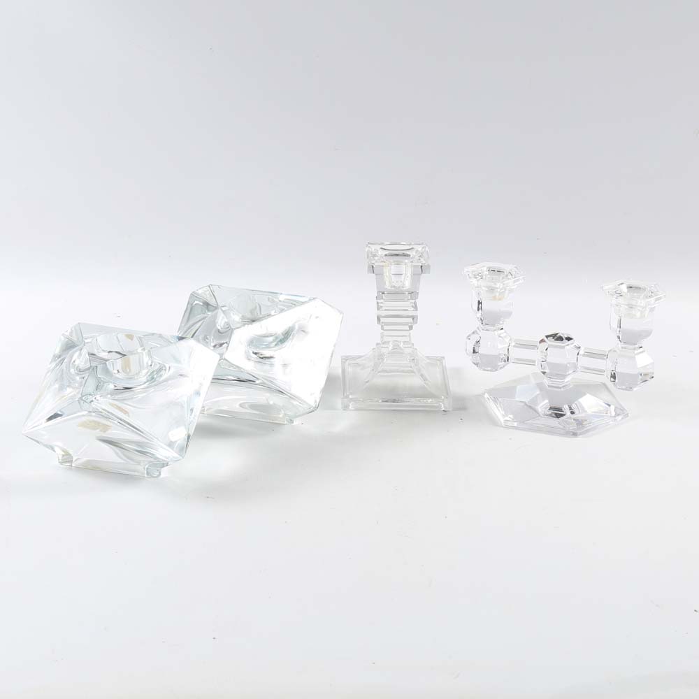 Crystal Candle Holders featuring Val Saint Lambert