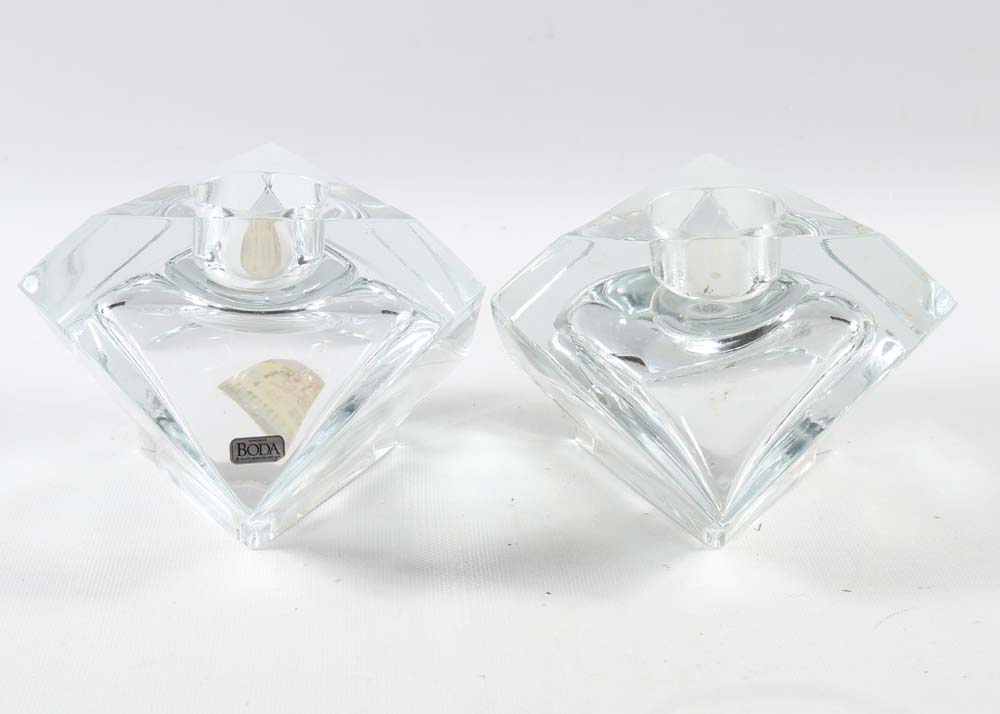 Crystal Candle Holders featuring Val Saint Lambert