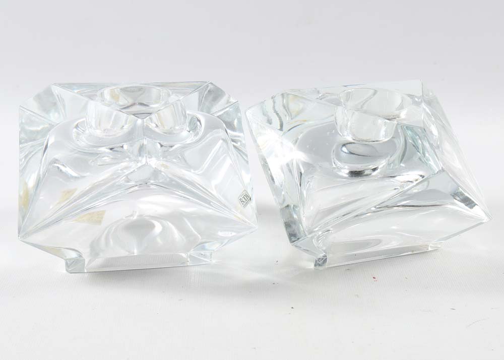 Crystal Candle Holders featuring Val Saint Lambert