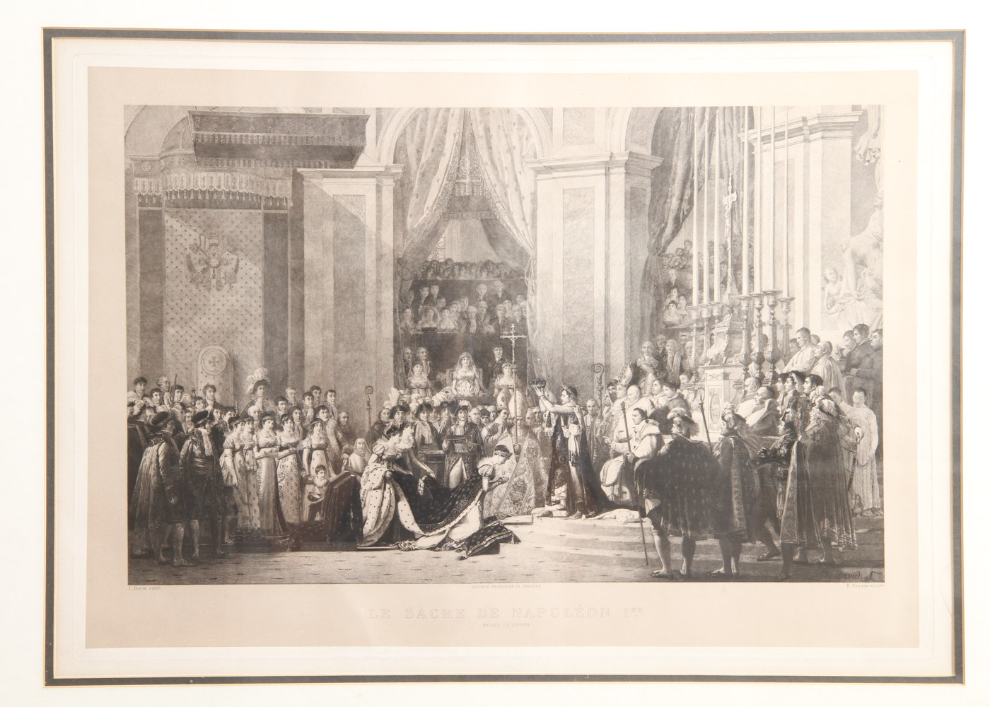 Engraving of "Le Sacre De Napoleon 1er"  After a Painting by Jacques-Louis David