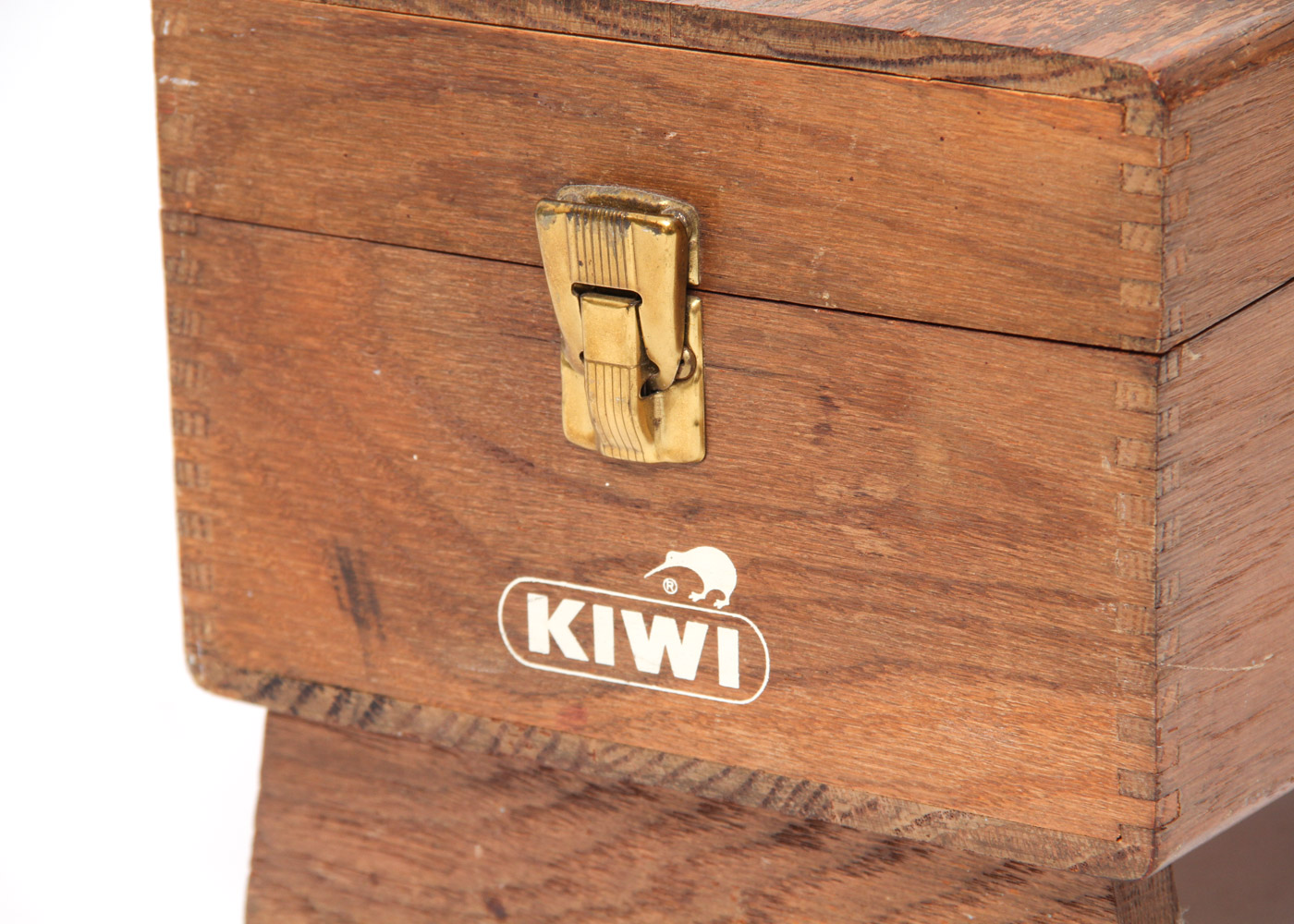 Vintage Wood Kiwi Shoe Shine Box