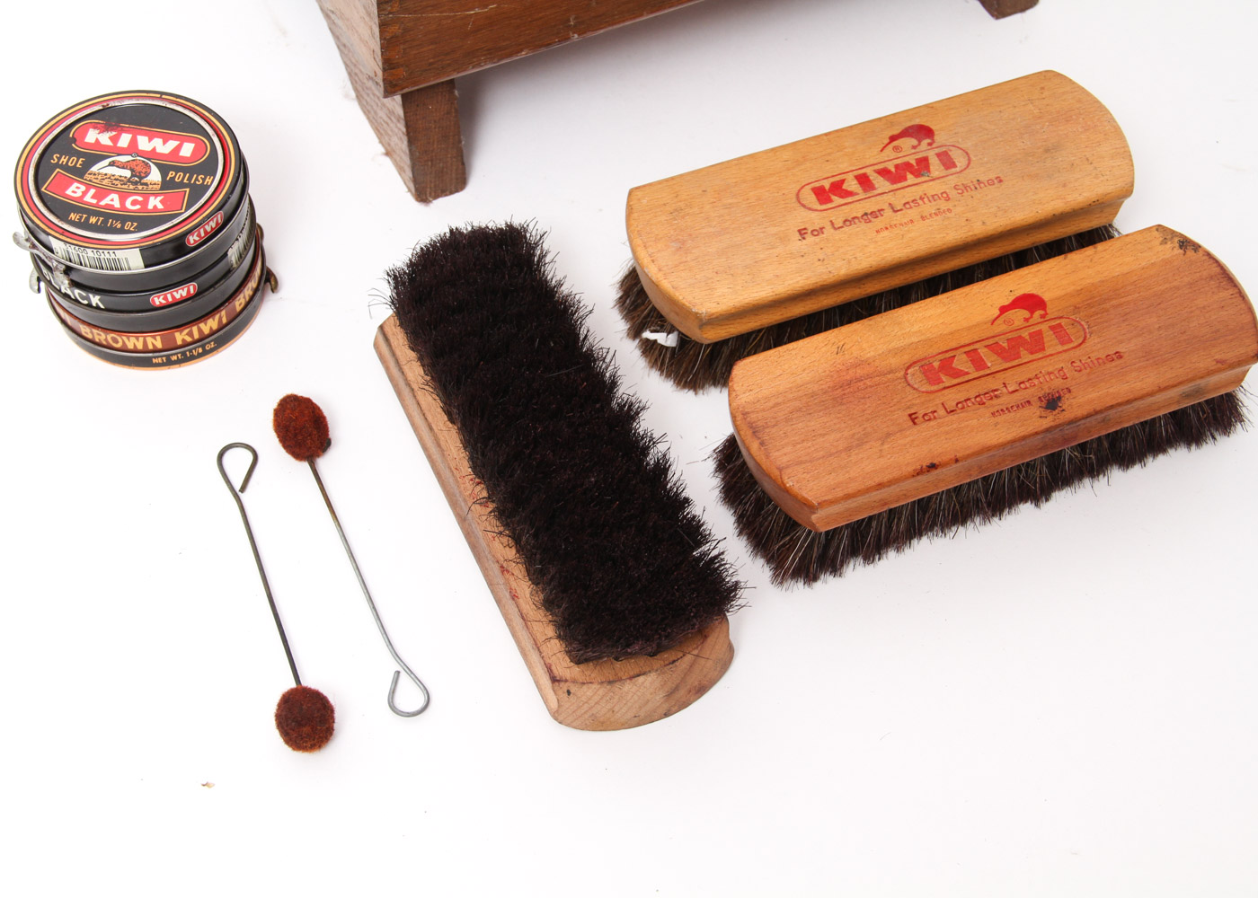 Vintage Wood Kiwi Shoe Shine Box